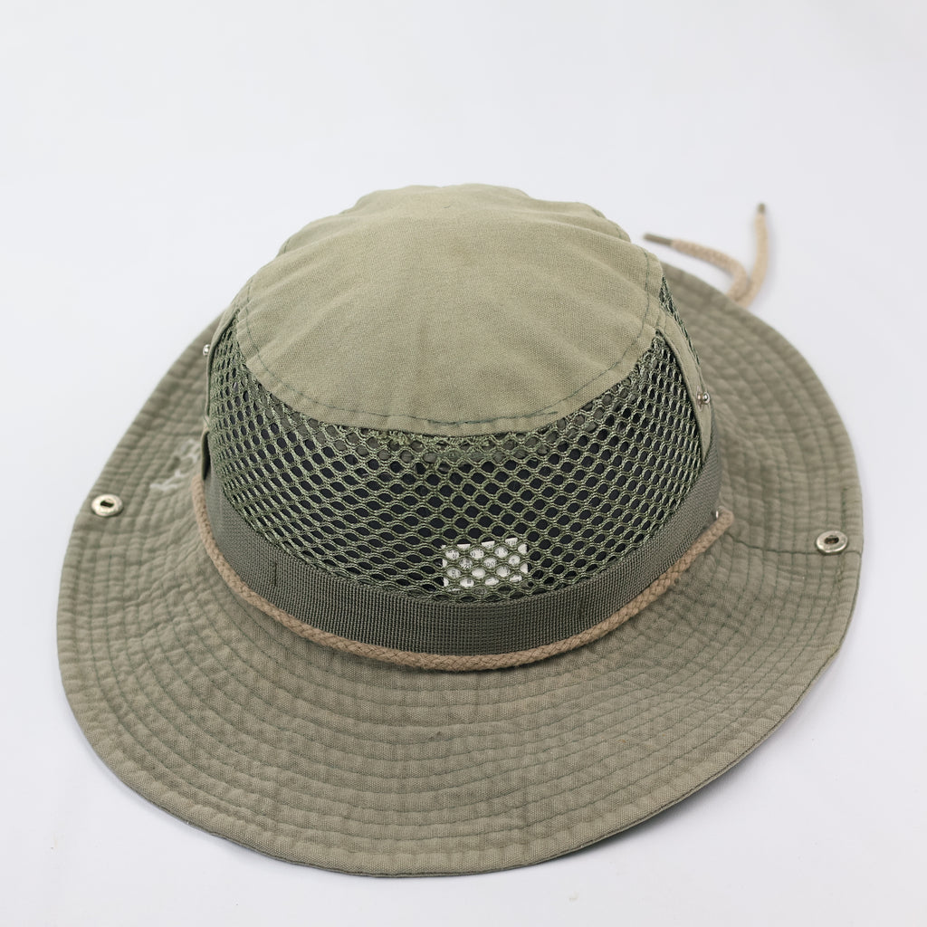 Nostalgia Sport Outdoor Life Safari Thrifted Hat - Olive Drab Fisherman Cap