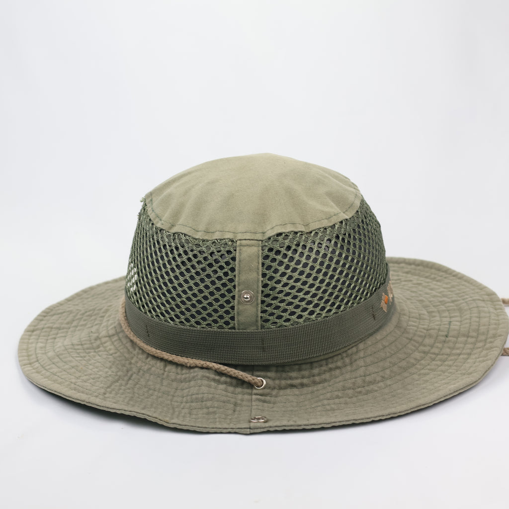 Nostalgia Sport Outdoor Life Safari Thrifted Hat - Olive Drab Fisherman Cap