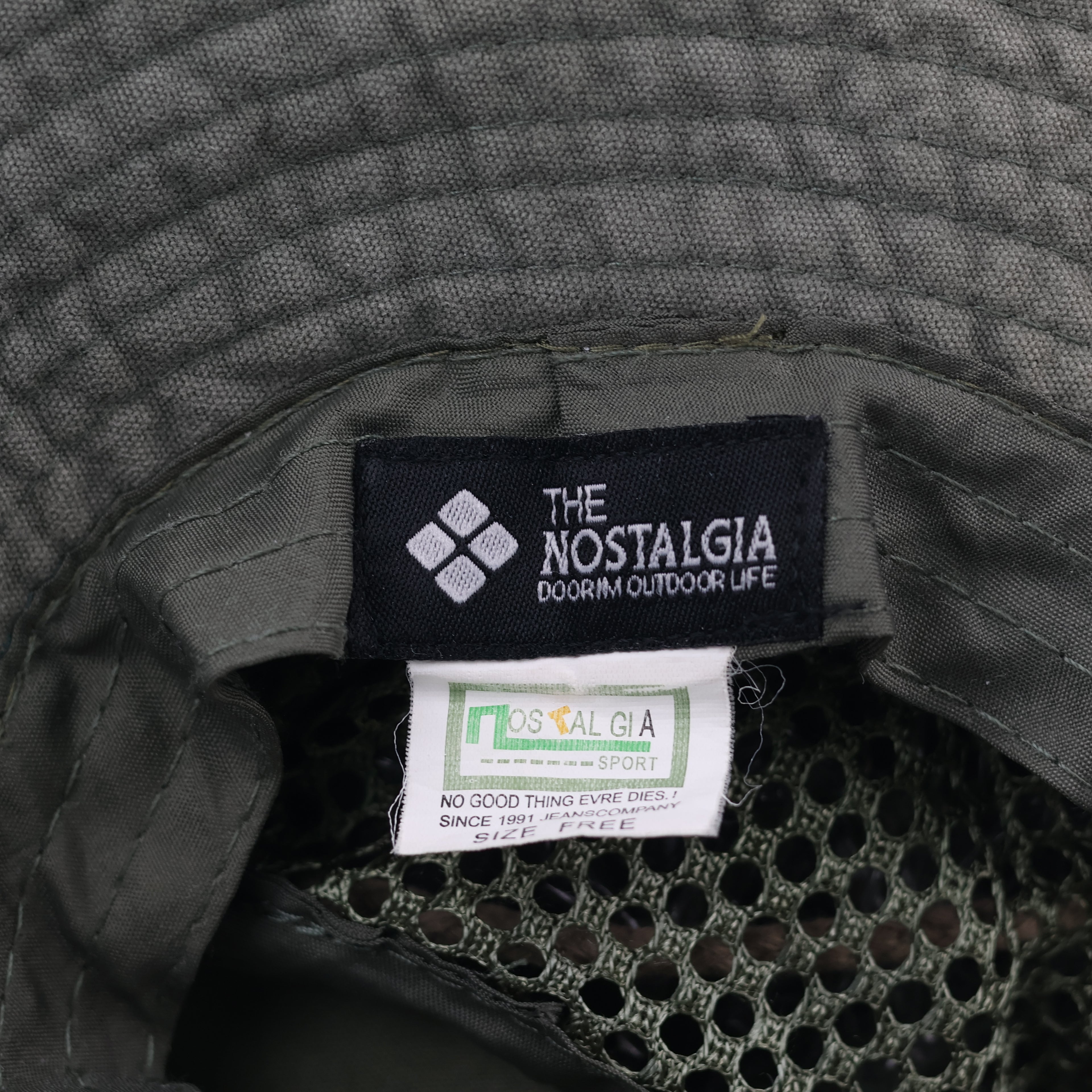 Nostalgia Sport Outdoor Life Safari Thrifted Hat - Olive Drab Fisherman Cap