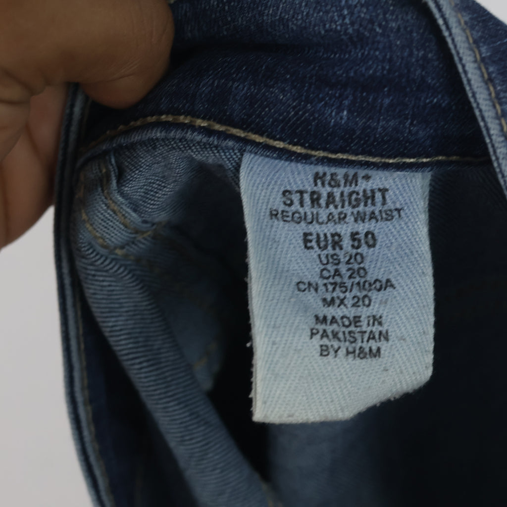 Thrifted H&M & Denim Straight Regular Fit Distressed Blue Jeans Waist:36/ J1101