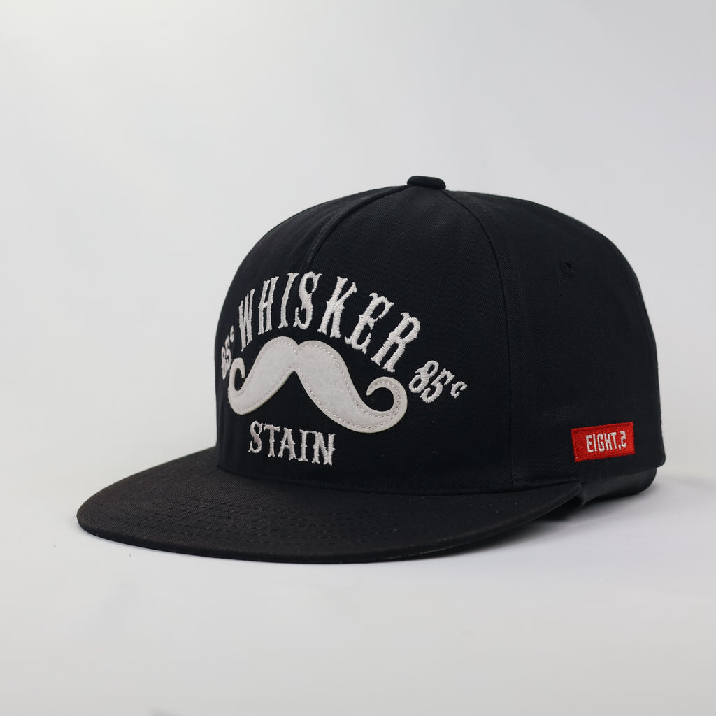 Vintage Whisker Stain Mustache Snapback Thrifted Hat - Black with Paisley Under-Brim