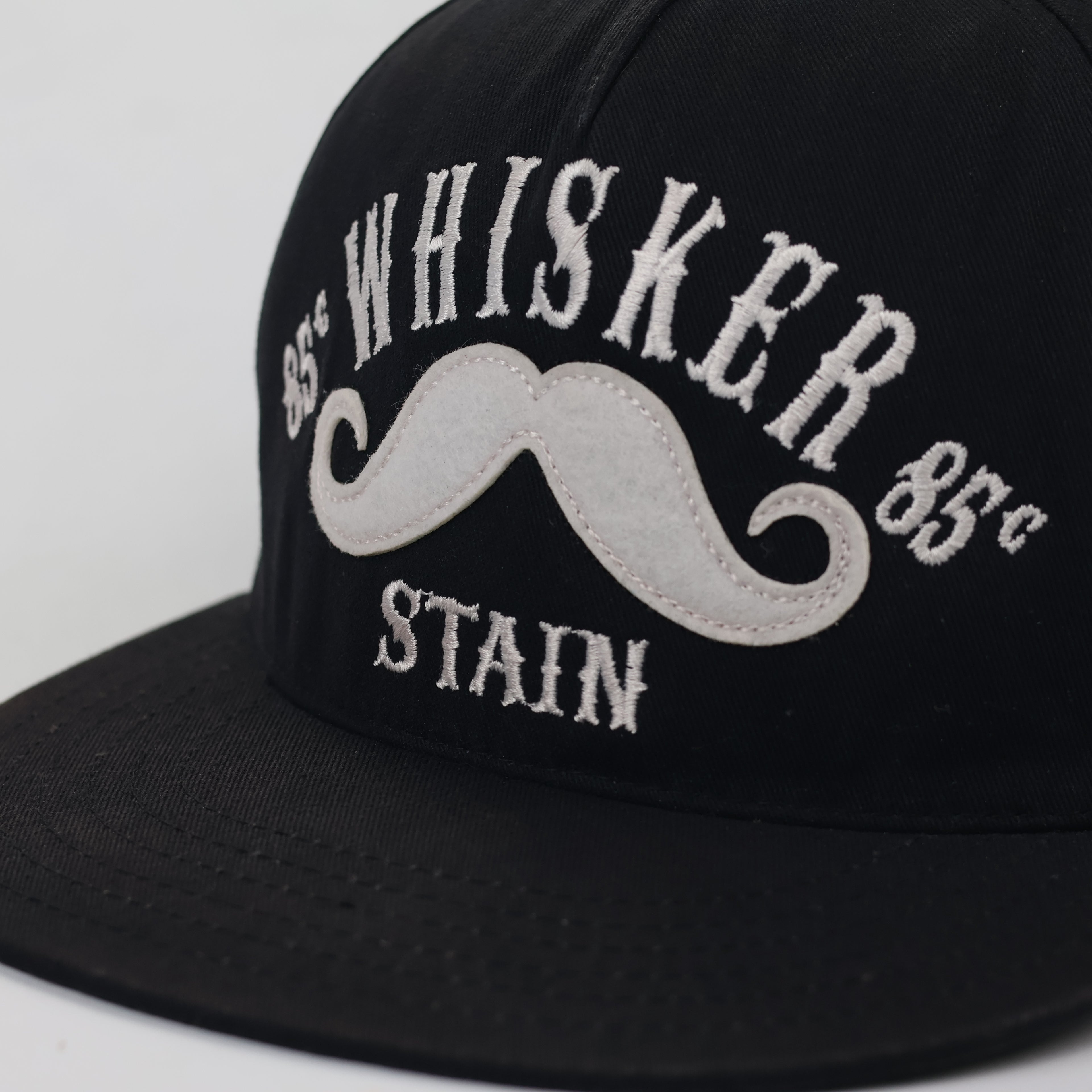 Vintage Whisker Stain Mustache Snapback Thrifted Hat - Black with Paisley Under-Brim