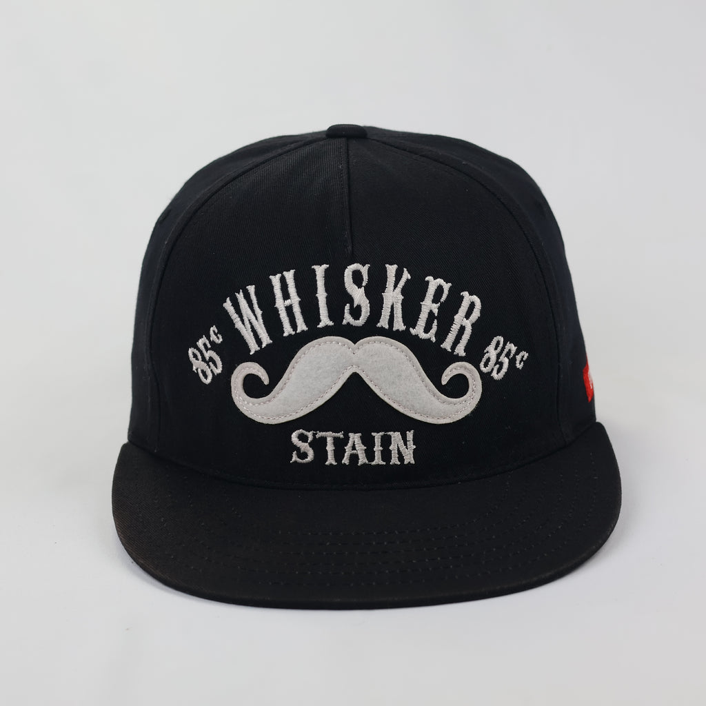 Vintage Whisker Stain Mustache Snapback Thrifted Hat - Black with Paisley Under-Brim