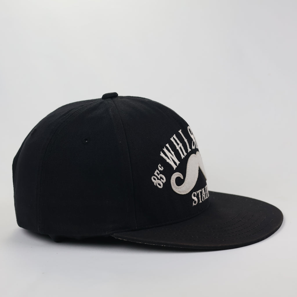 Vintage Whisker Stain Mustache Snapback Thrifted Hat - Black with Paisley Under-Brim