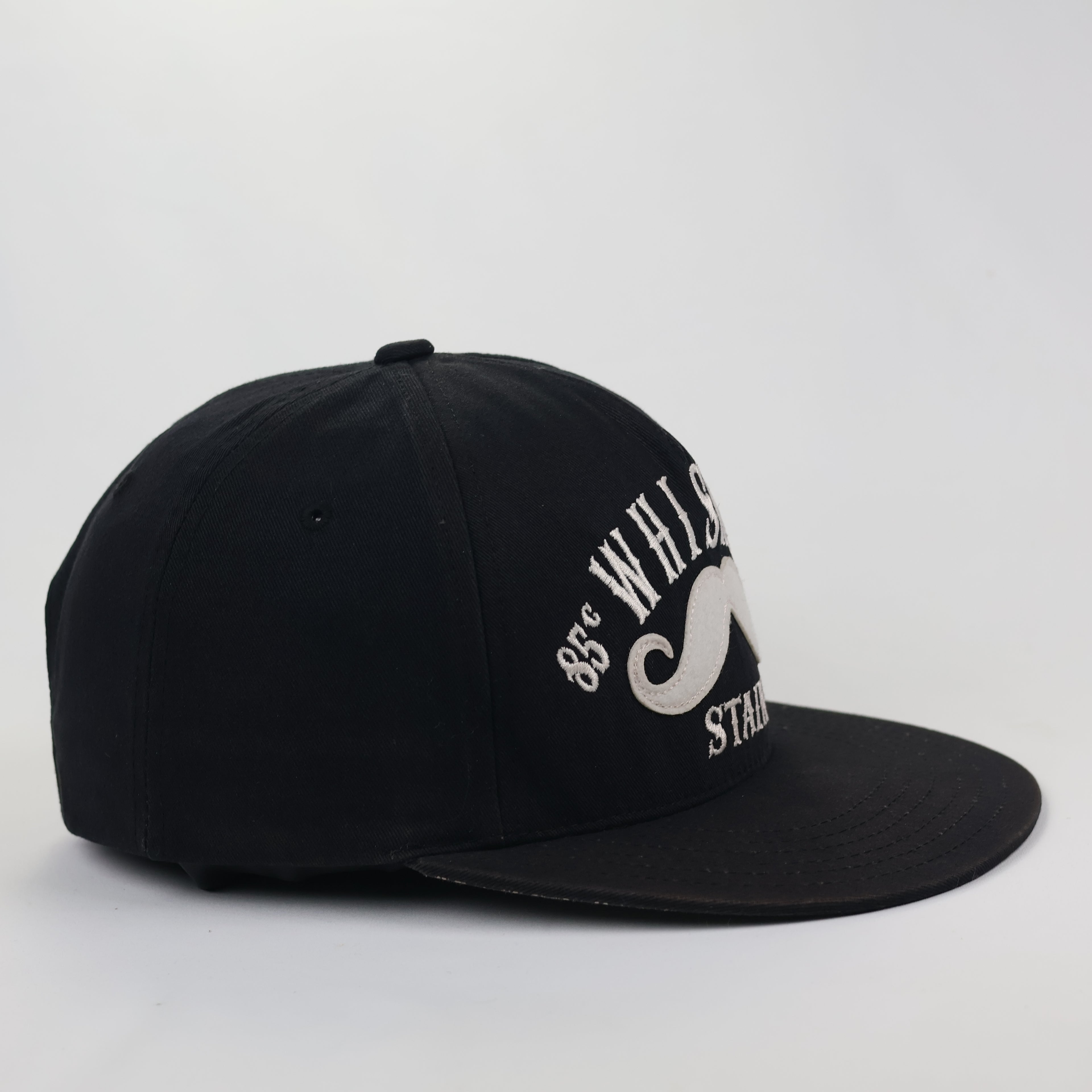 Vintage Whisker Stain Mustache Snapback Thrifted Hat - Black with Paisley Under-Brim