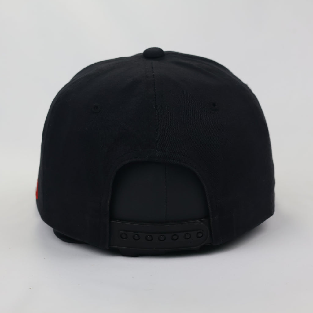 Vintage Whisker Stain Mustache Snapback Thrifted Hat - Black with Paisley Under-Brim