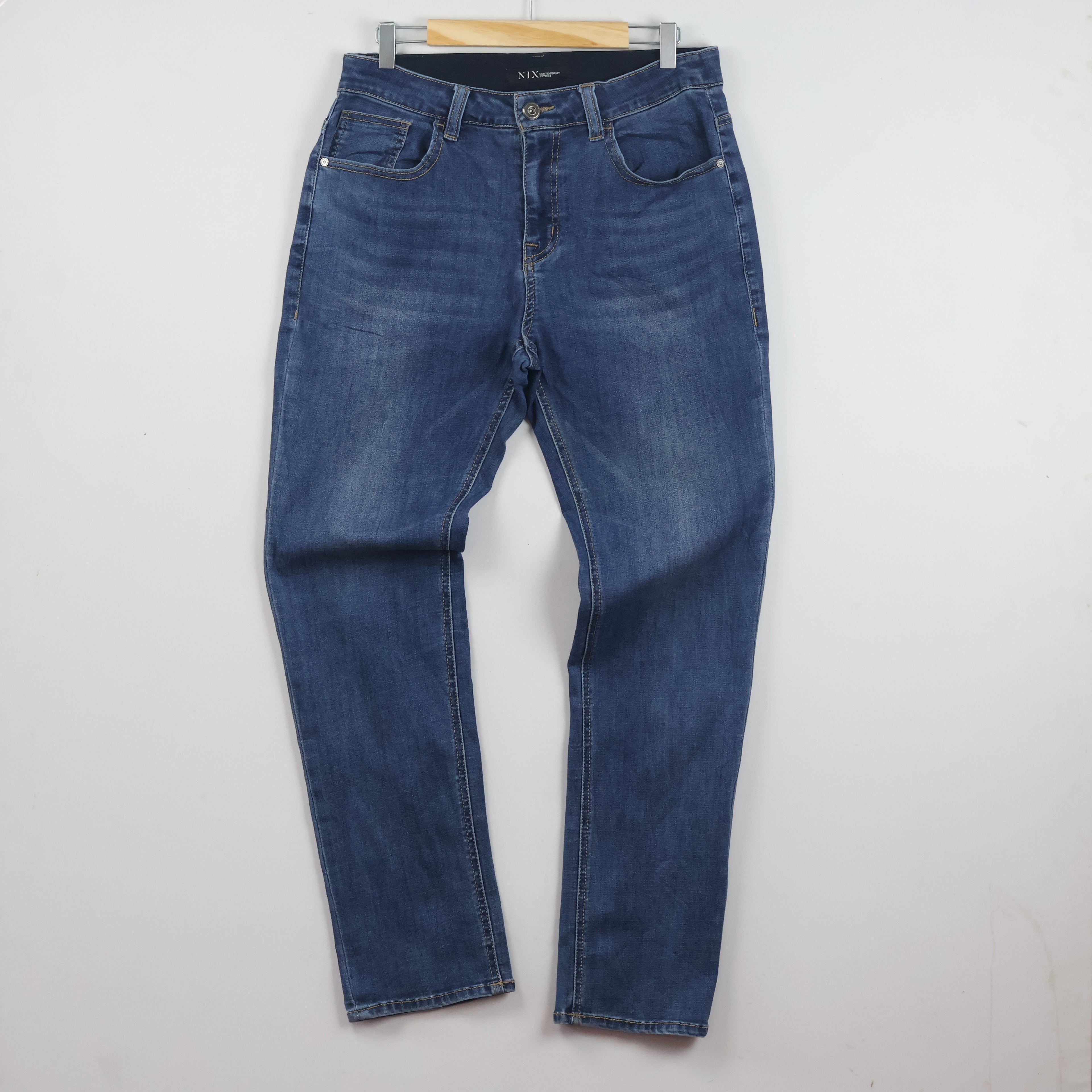 Thrifted NIX Est1994 Blue Denim Straight Jeans Waist:31-33/ J1103