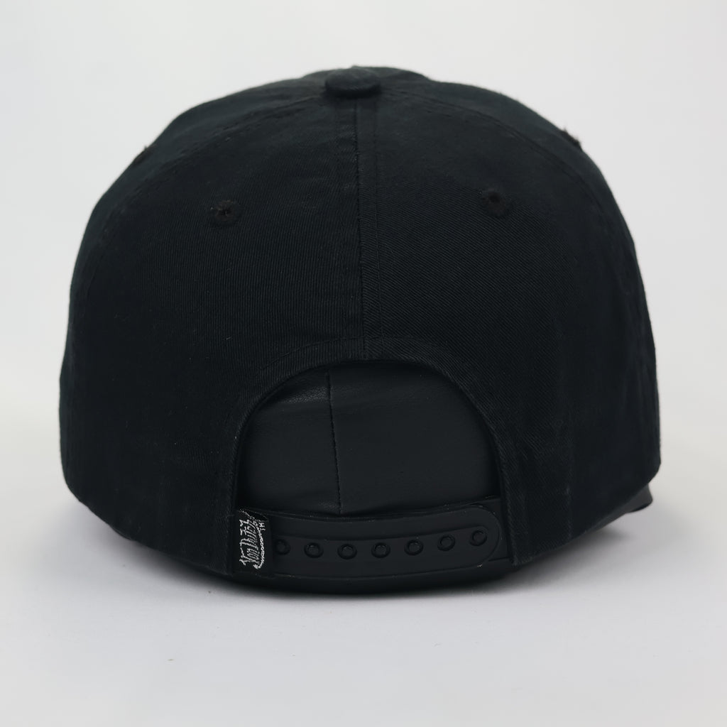 Authentic Von Dutch Oval Logo Thrifted Hat - Black Cotton Twill Performance Hat