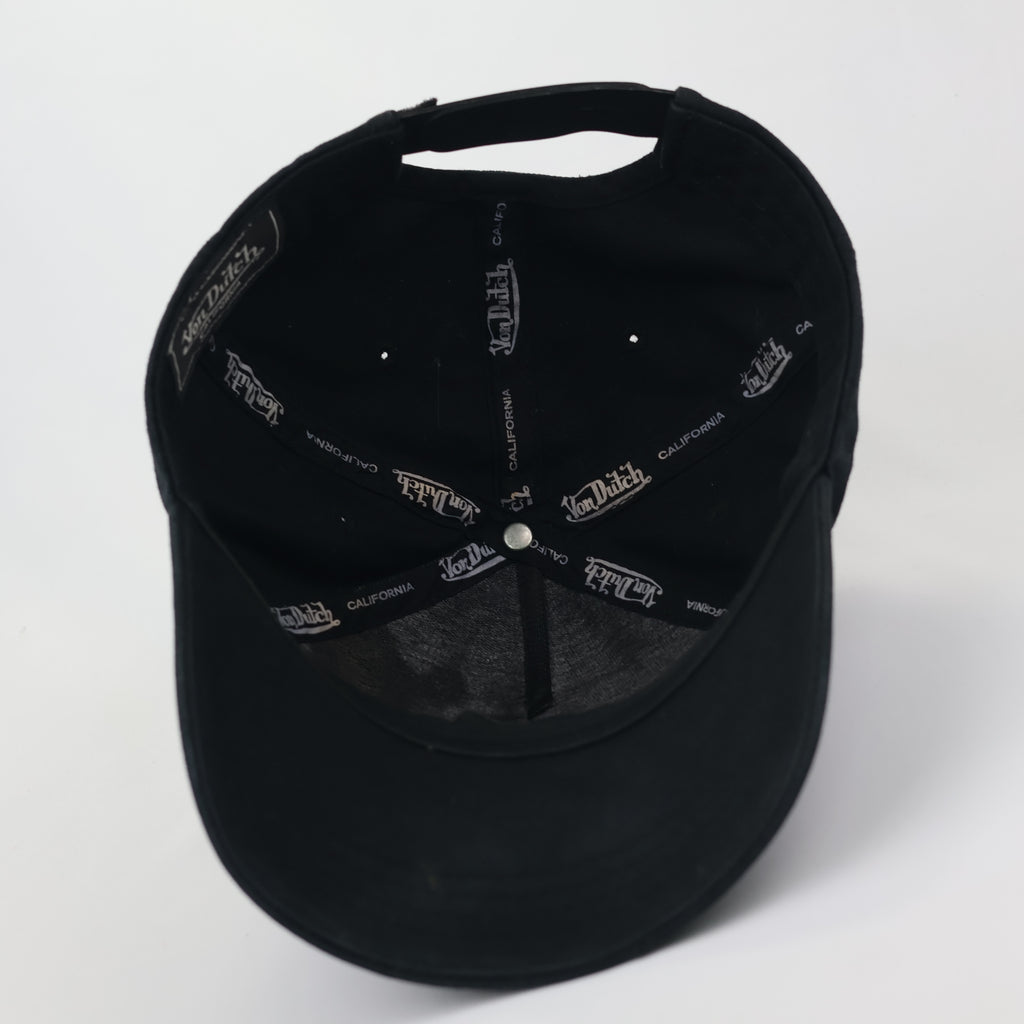 Authentic Von Dutch Oval Logo Thrifted Hat - Black Cotton Twill Performance Hat