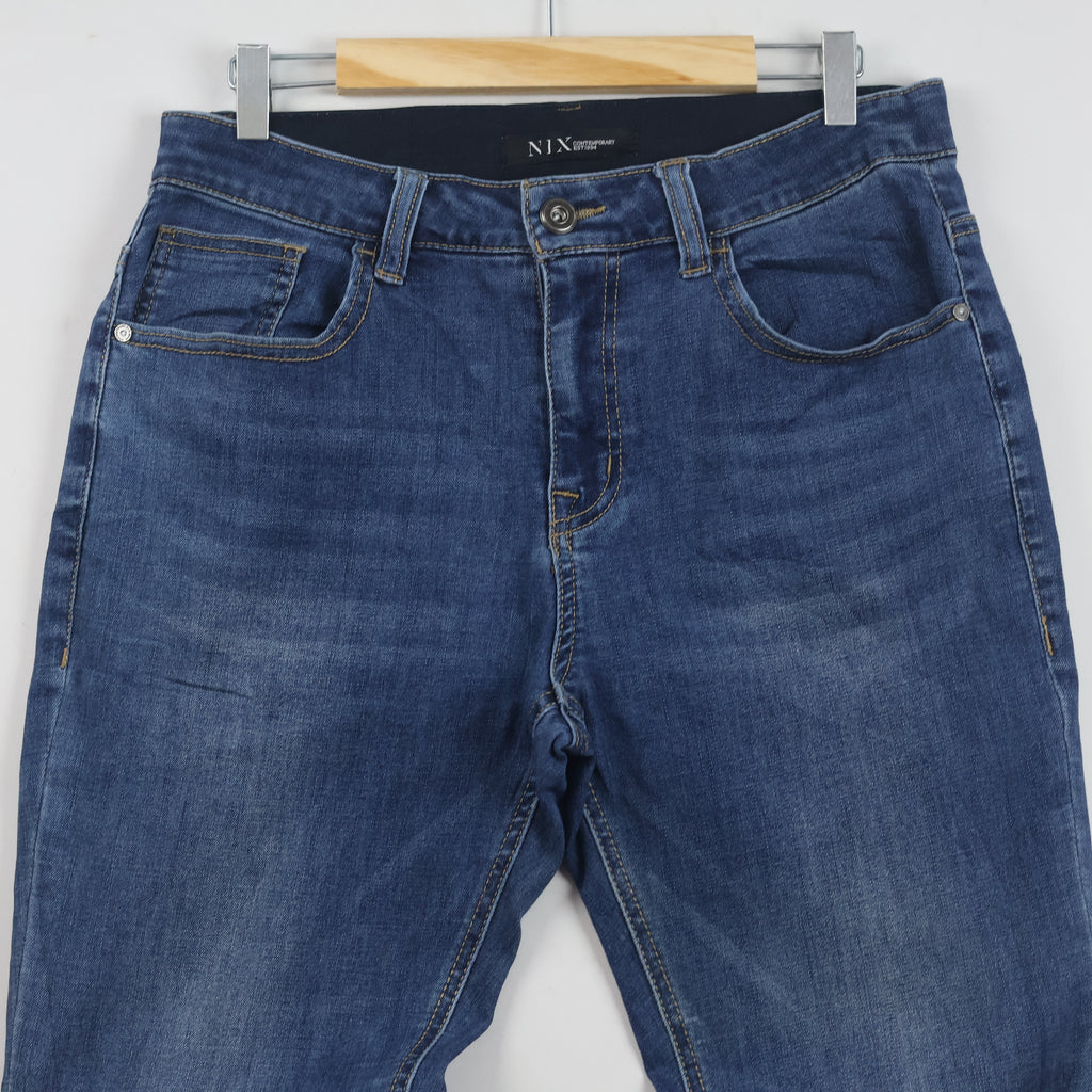 Thrifted NIX Est1994 Blue Denim Straight Jeans Waist:31-33/ J1103