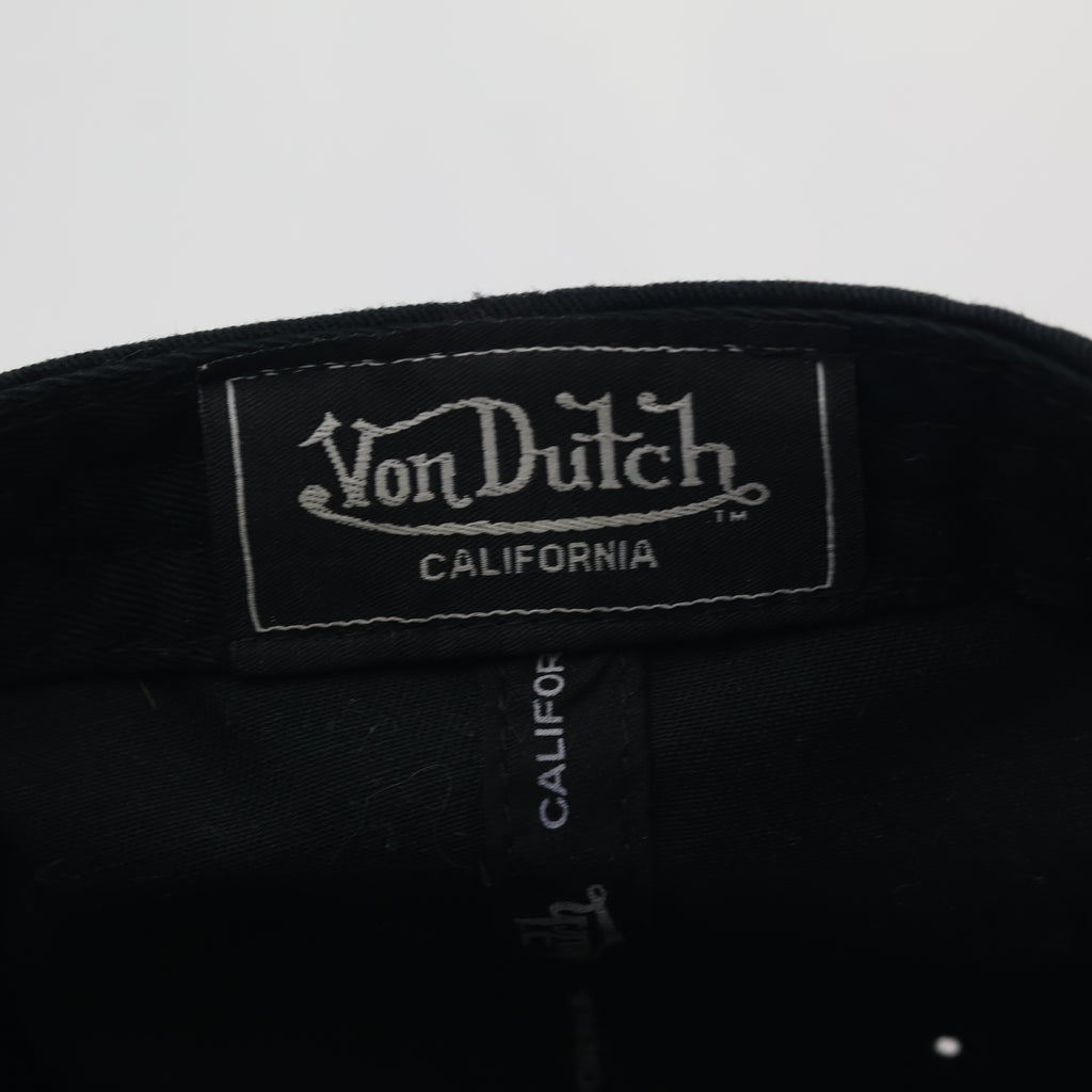 Authentic Von Dutch Oval Logo Thrifted Hat - Black Cotton Twill Performance Hat