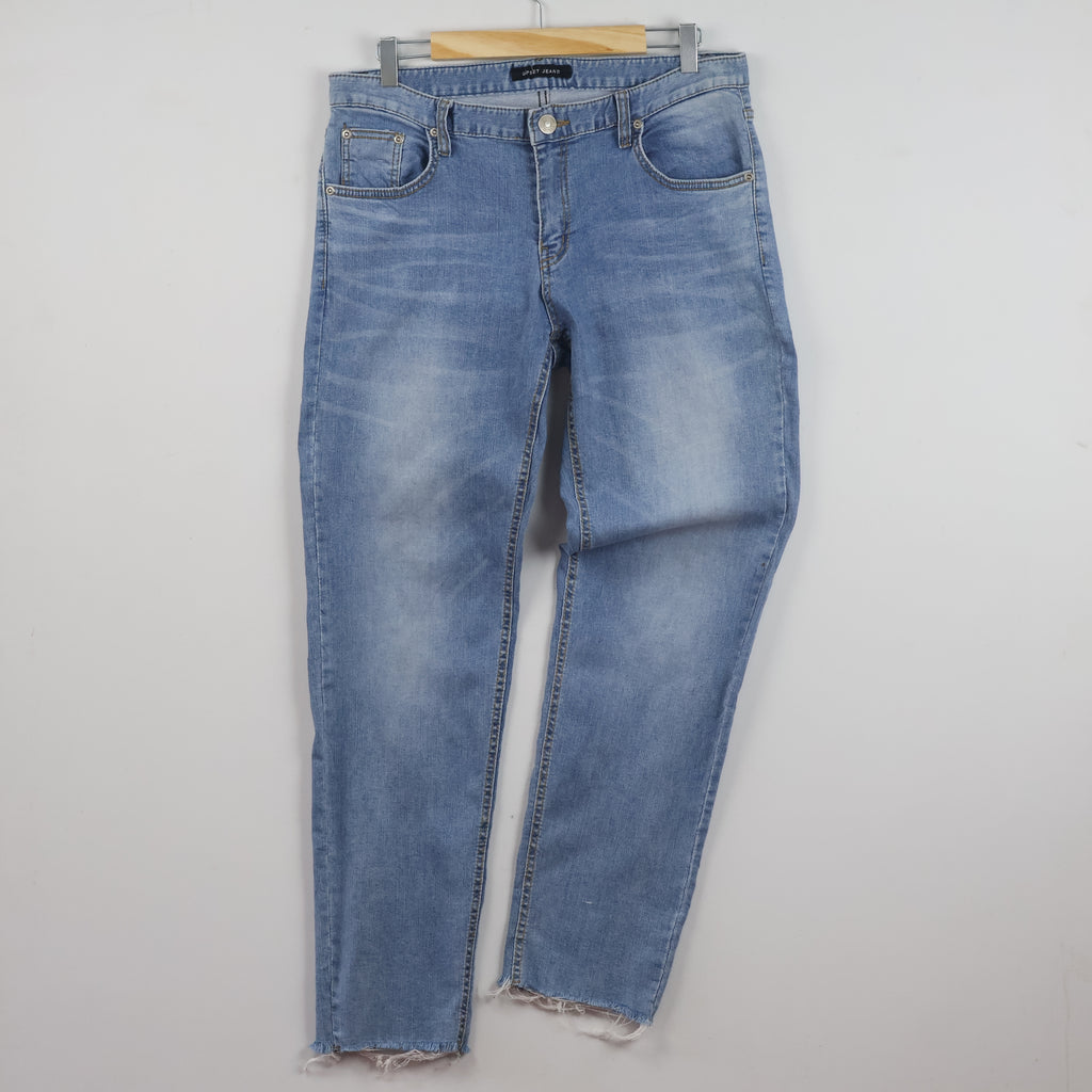 Upset Jeans 100% Cotton Raw Hem Light Blue Jeans Waist:32/ J1104