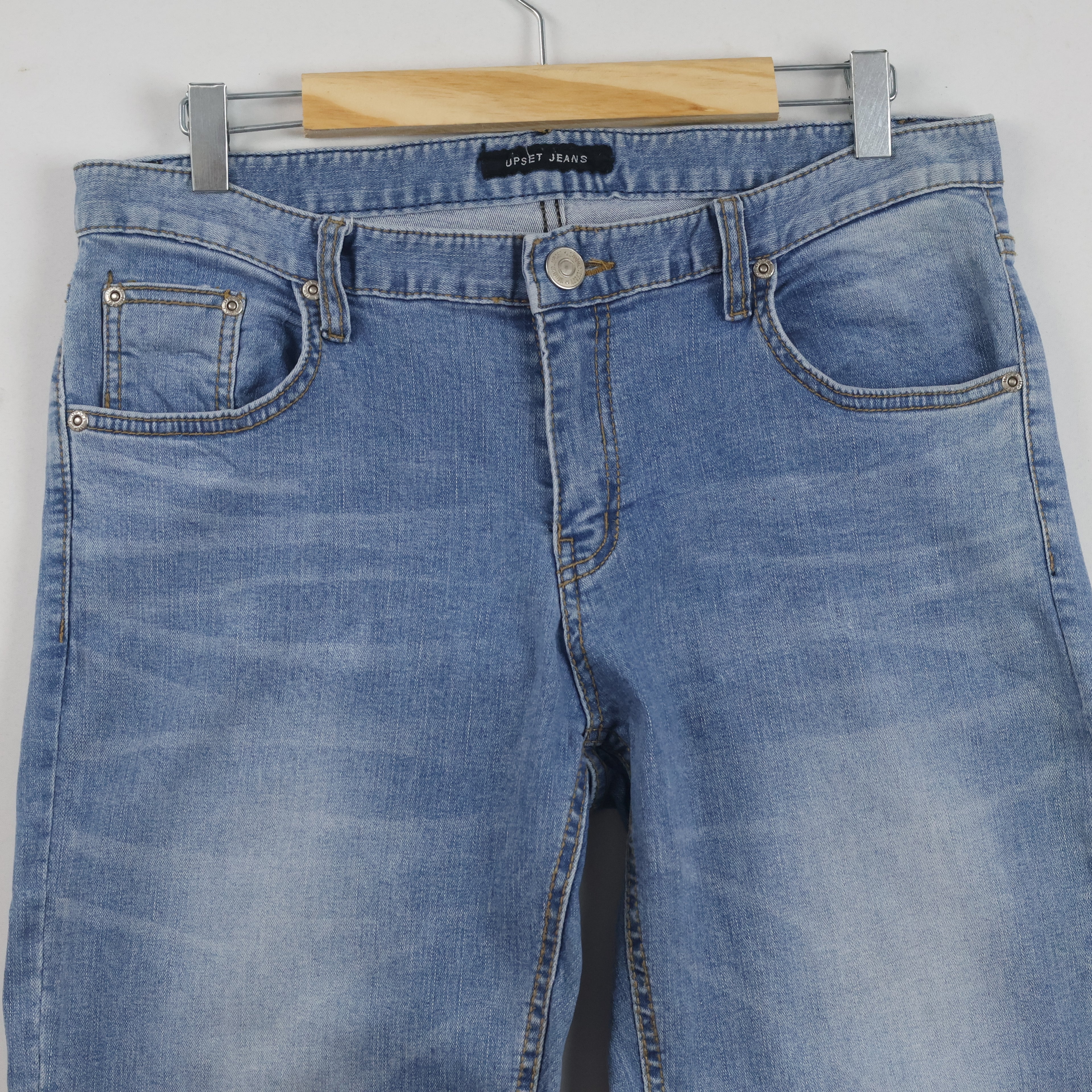 Upset Jeans 100% Cotton Raw Hem Light Blue Jeans Waist:32/ J1104