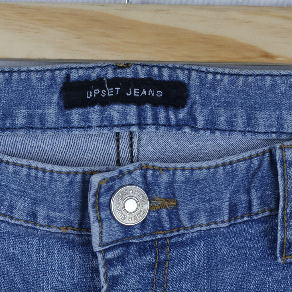 Upset Jeans 100% Cotton Raw Hem Light Blue Jeans Waist:32/ J1104