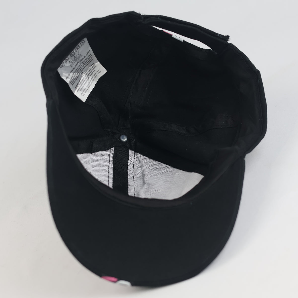Thrifted Black Cotton Cap with Pink Love Stripe Visor | 11037
