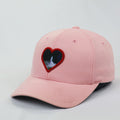 Cute Tuxedo Cat Heart Embroidery Pink Cap - Size S-M (56-57cm)