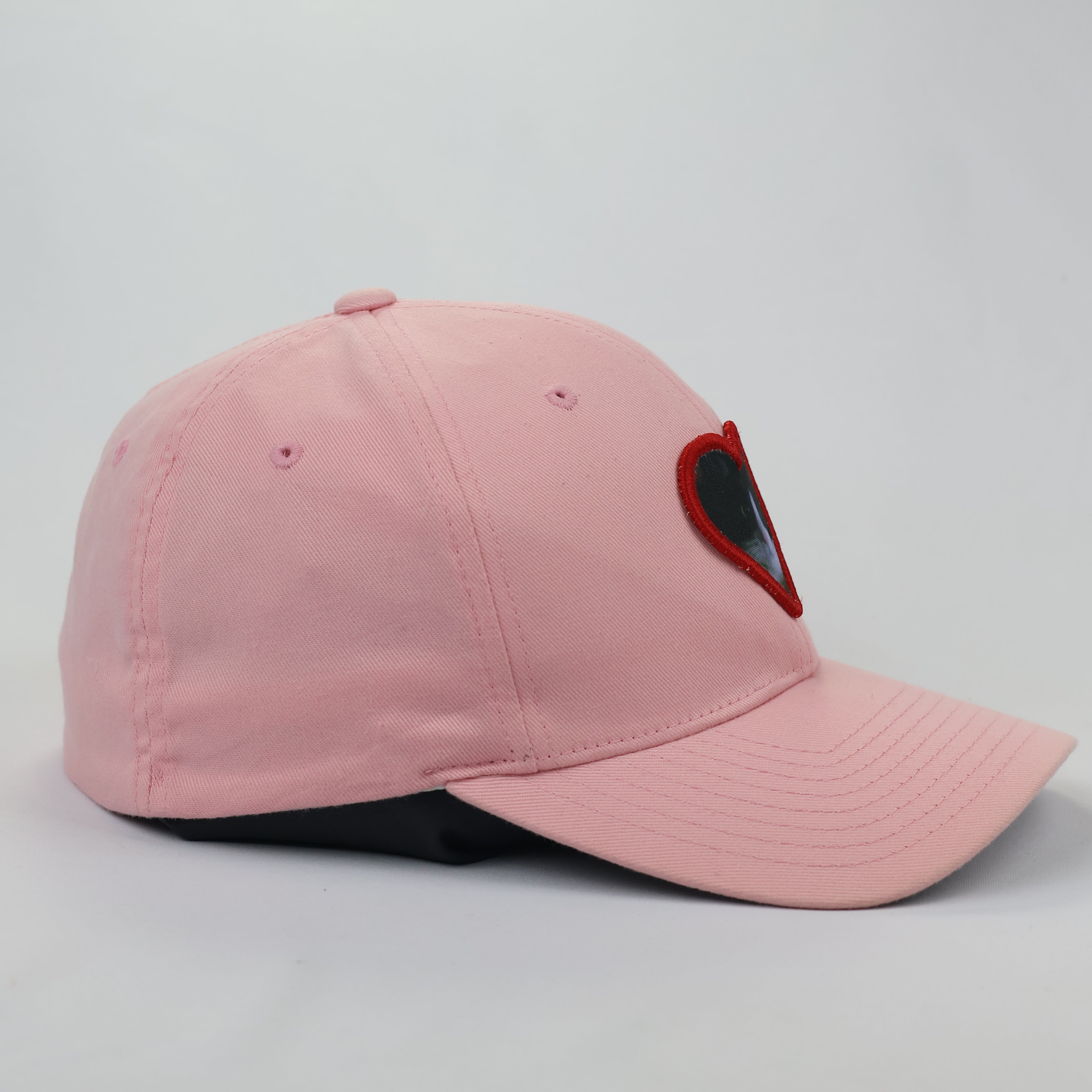 Cute Tuxedo Cat Heart Embroidery Pink Cap - Size S-M (56-57cm)
