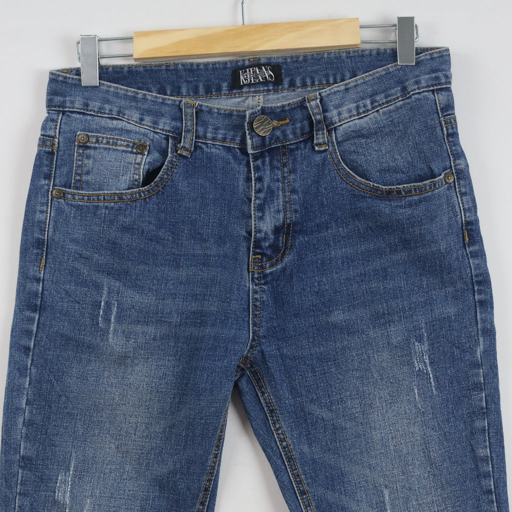 KJ Jeans 98% Cotton Raw Hem Blue Denim Pants Waist:30/ J1106