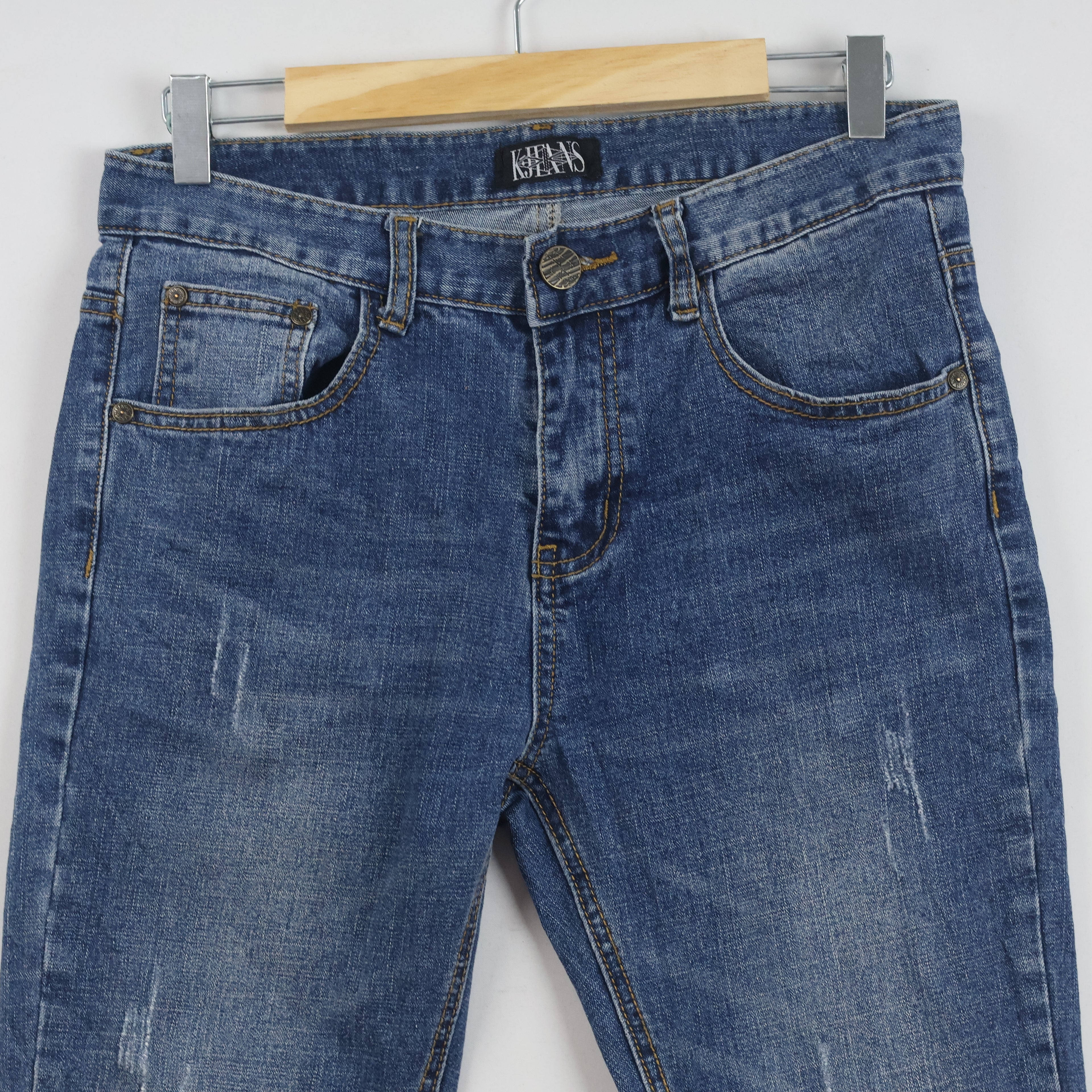 KJ Jeans 98% Cotton Raw Hem Blue Denim Pants Waist:30/ J1106