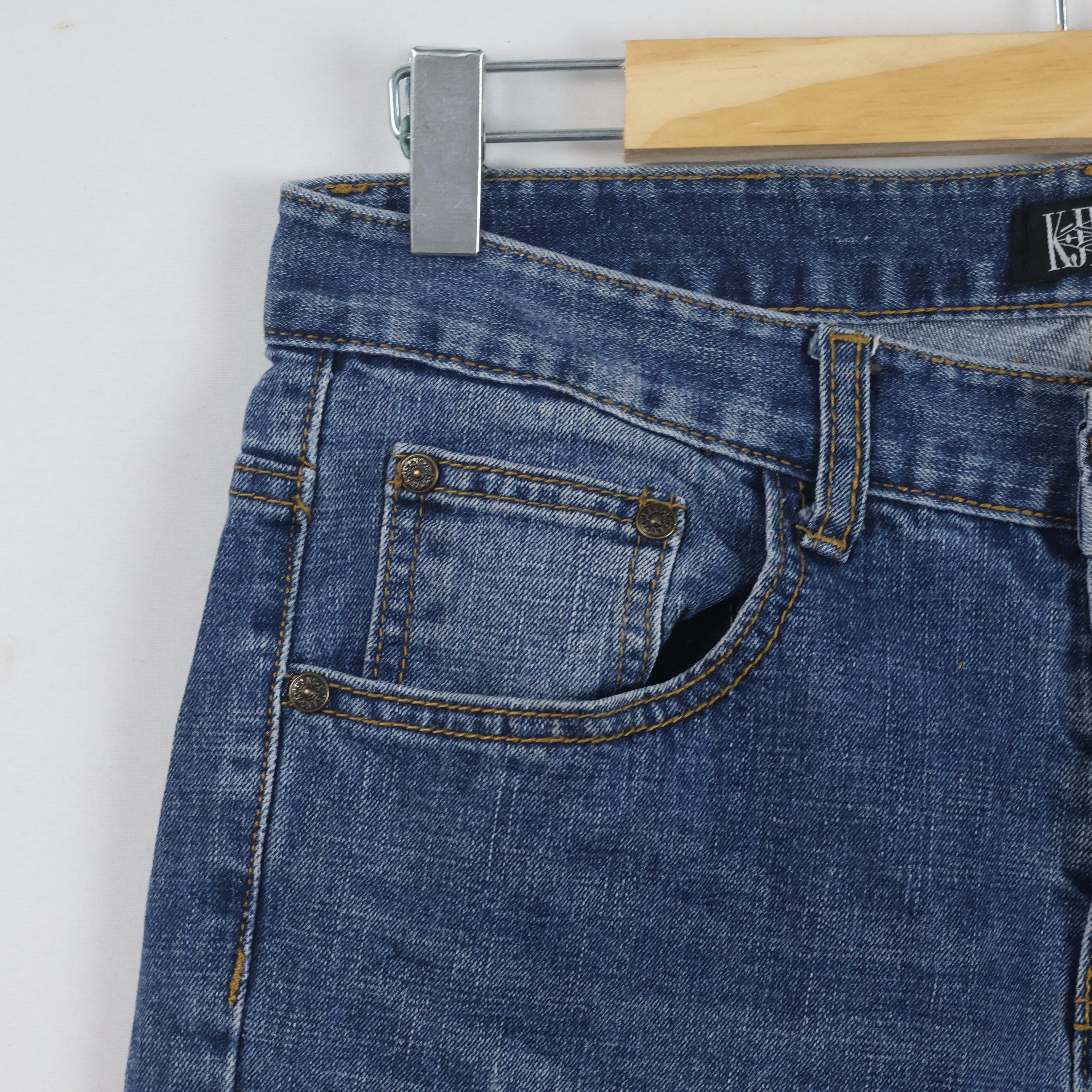 KJ Jeans 98% Cotton Raw Hem Blue Denim Pants Waist:30/ J1106