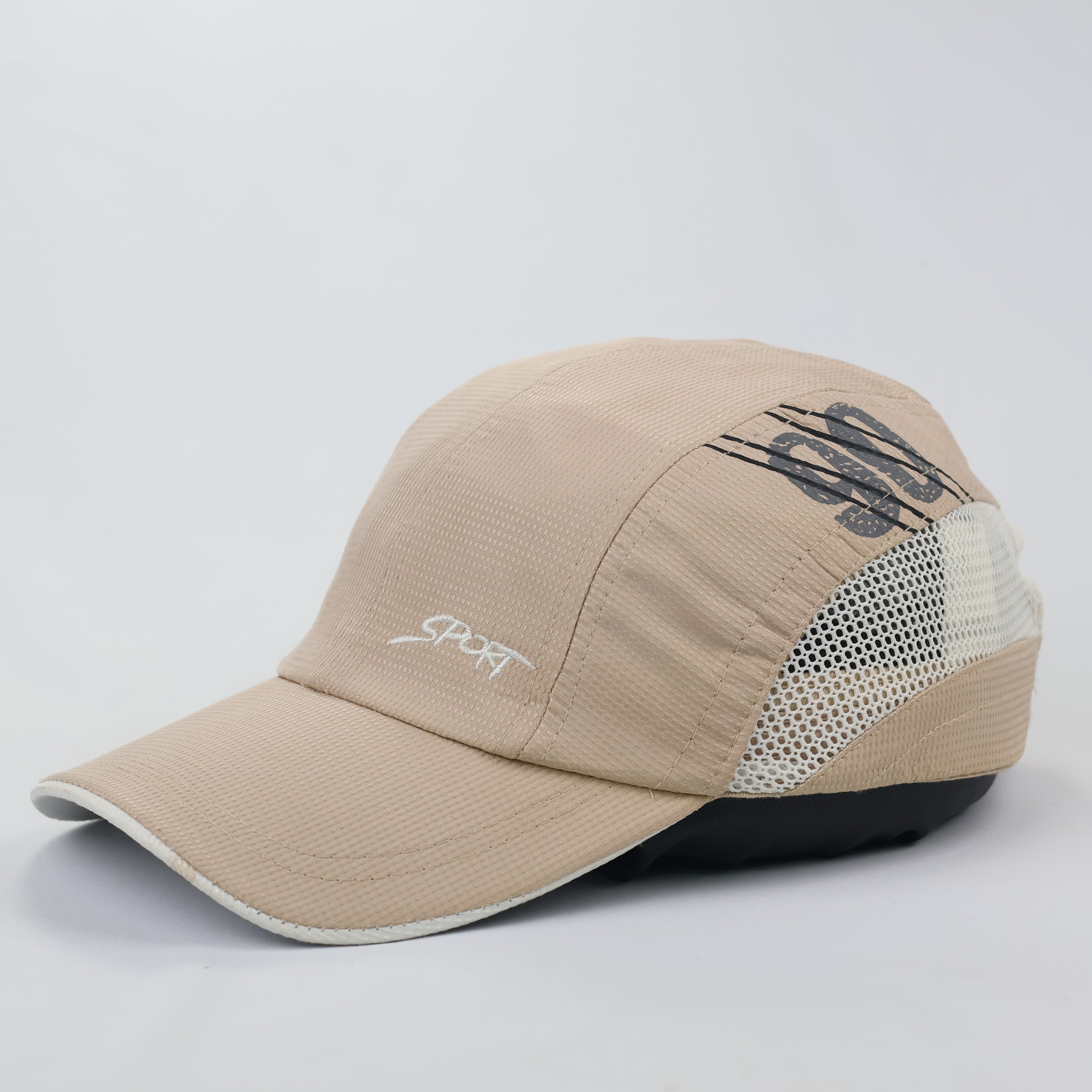 Smart Set "Sport" Embroidered Panel Hat - Beige Two-Tone Mesh Cap