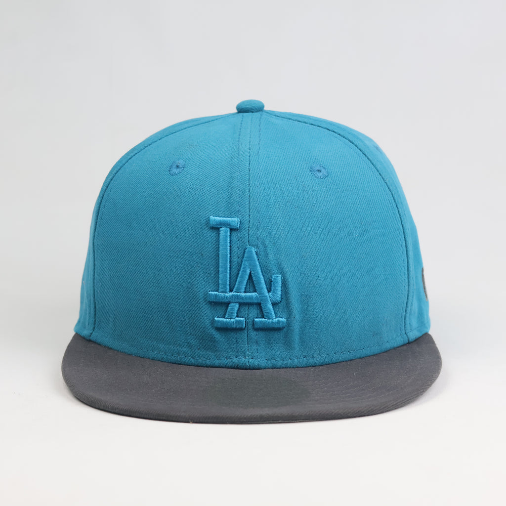 Thrifted Vintage New Era 59FIFTY LA Dodgers Two-Tone Teal Fitted Hat - Size 7 3/8