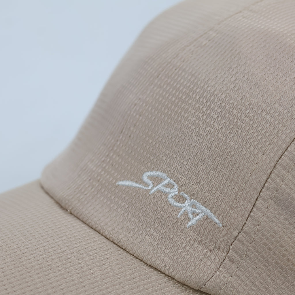 Smart Set "Sport" Embroidered Panel Hat - Beige Two-Tone Mesh Cap