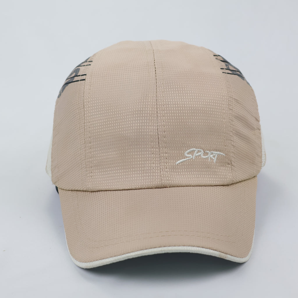 Smart Set "Sport" Embroidered Panel Hat - Beige Two-Tone Mesh Cap
