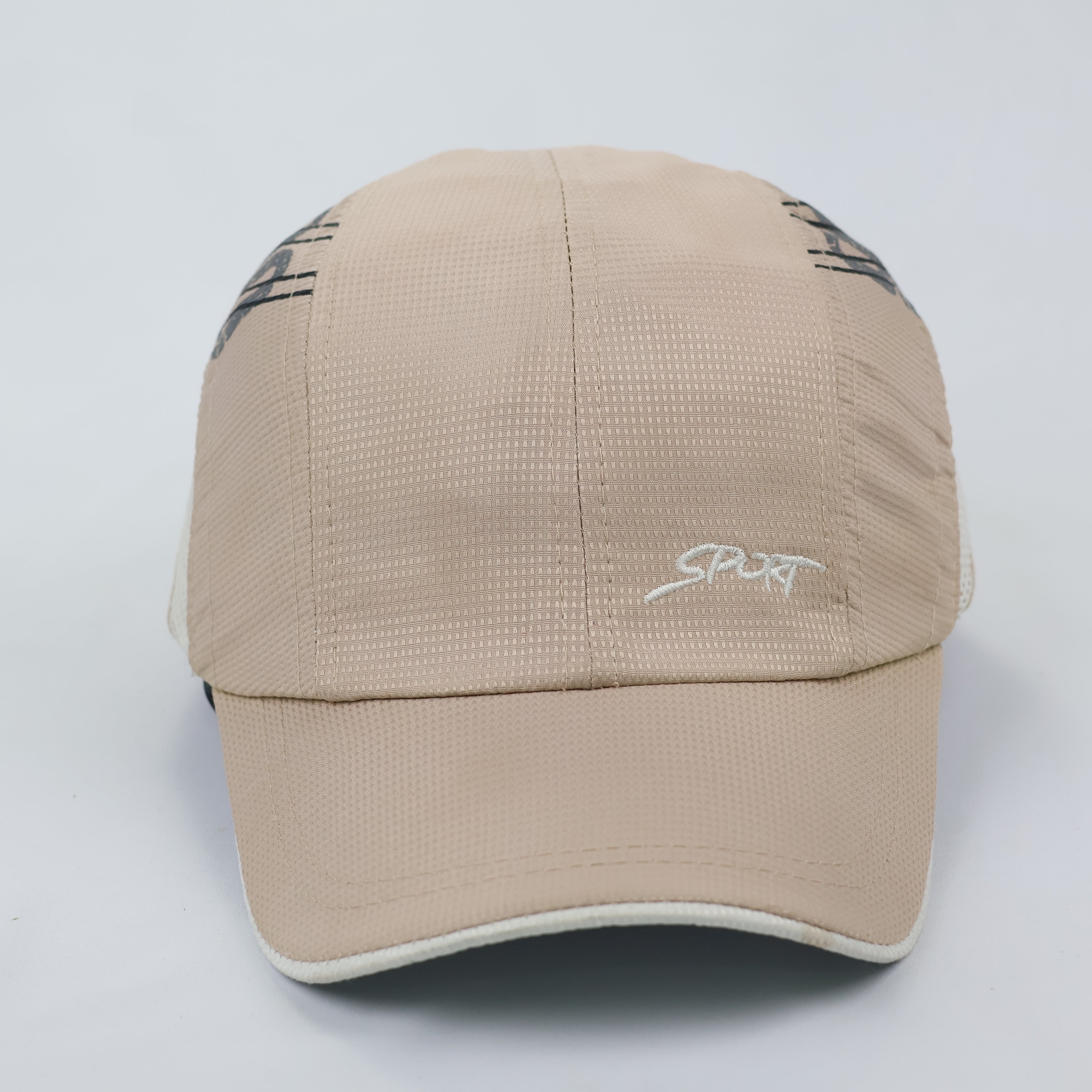 Smart Set "Sport" Embroidered Panel Hat - Beige Two-Tone Mesh Cap