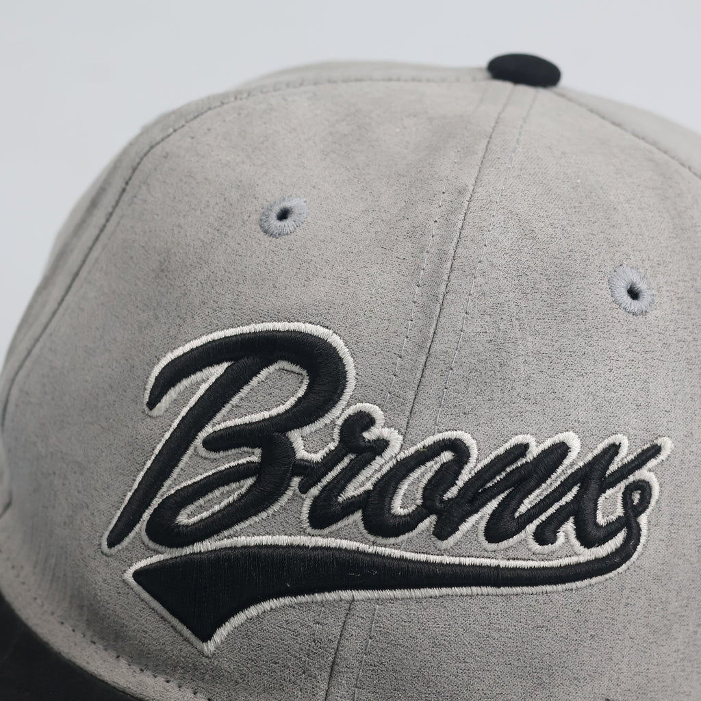 Vintage Primark Grey Faux Suede Bronx Embroidered Flat Brim Snapback Hat