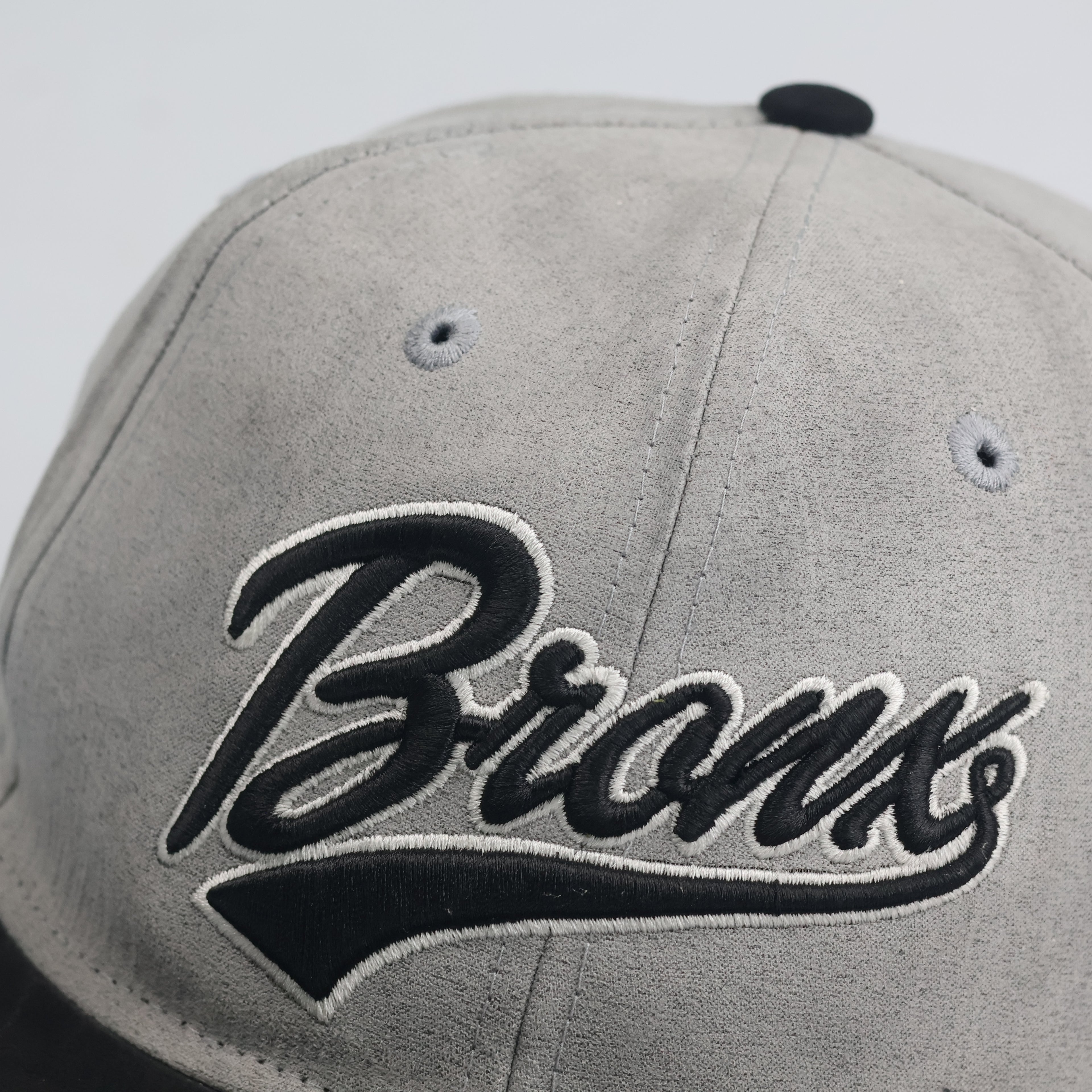 Vintage Primark Grey Faux Suede Bronx Embroidered Flat Brim Snapback Hat