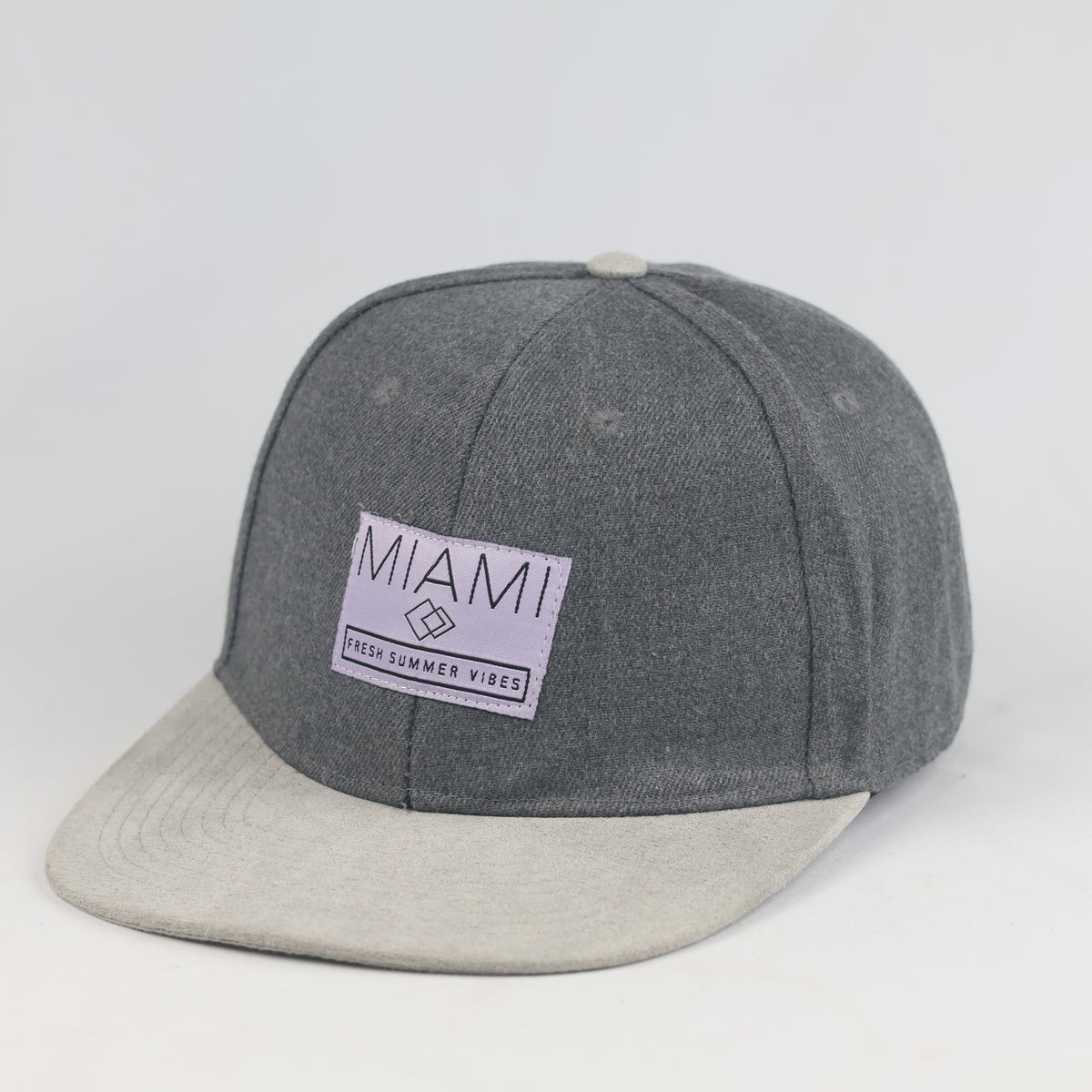 Thrifted Accessories Miami Graphic Patch Grey Two-Tone Flat Visor Cap (Size 57–59 cm) | 11021