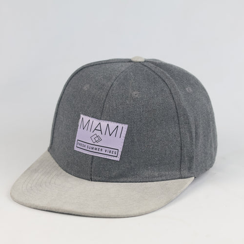 Thrifted Accessories Miami Graphic Patch Grey Two-Tone Flat Visor Cap (Size 57–59 cm) | 11021