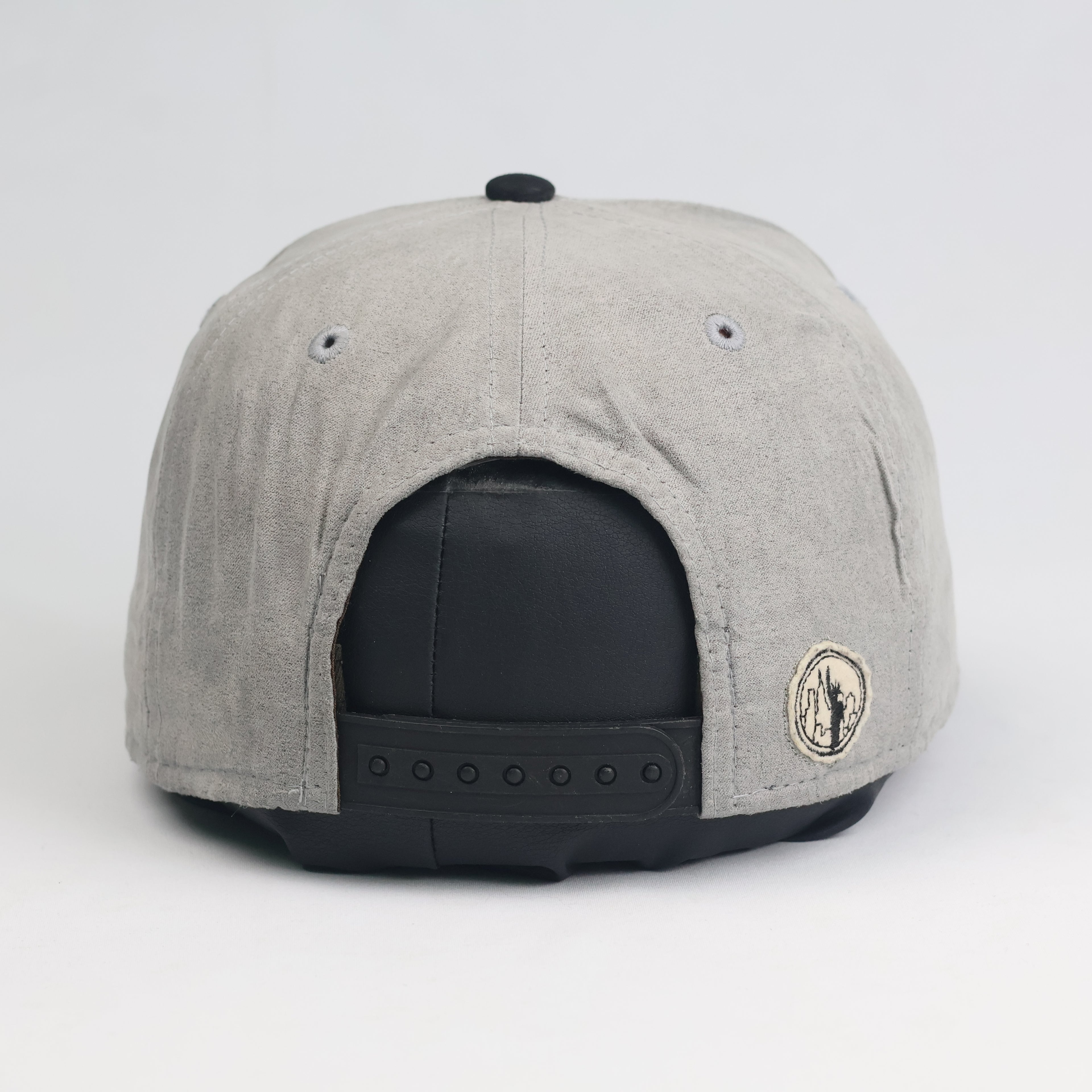 Vintage Primark Grey Faux Suede Bronx Embroidered Flat Brim Snapback Hat