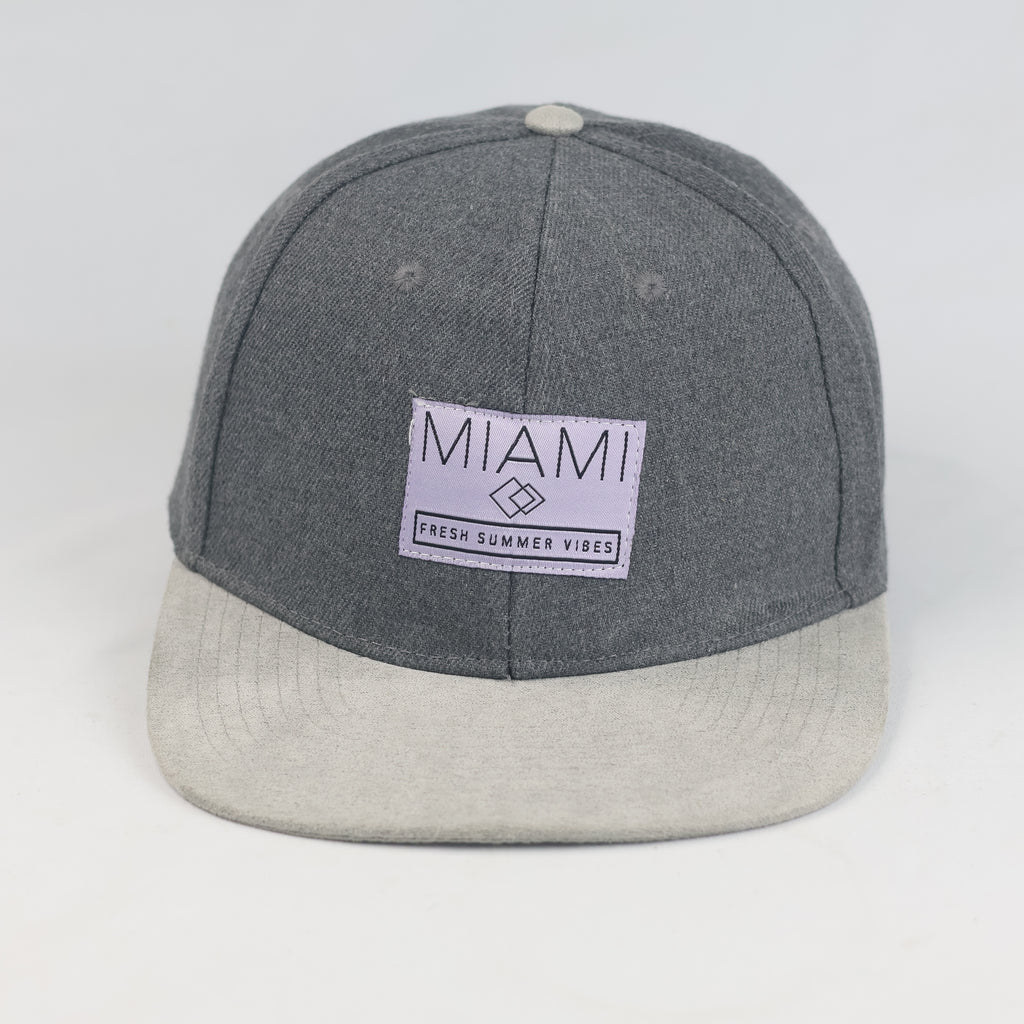 Thrifted Accessories Miami Graphic Patch Grey Two-Tone Flat Visor Cap (Size 57–59 cm) | 11021