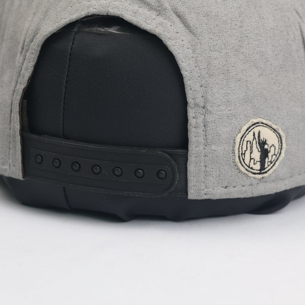 Vintage Primark Grey Faux Suede Bronx Embroidered Flat Brim Snapback Hat