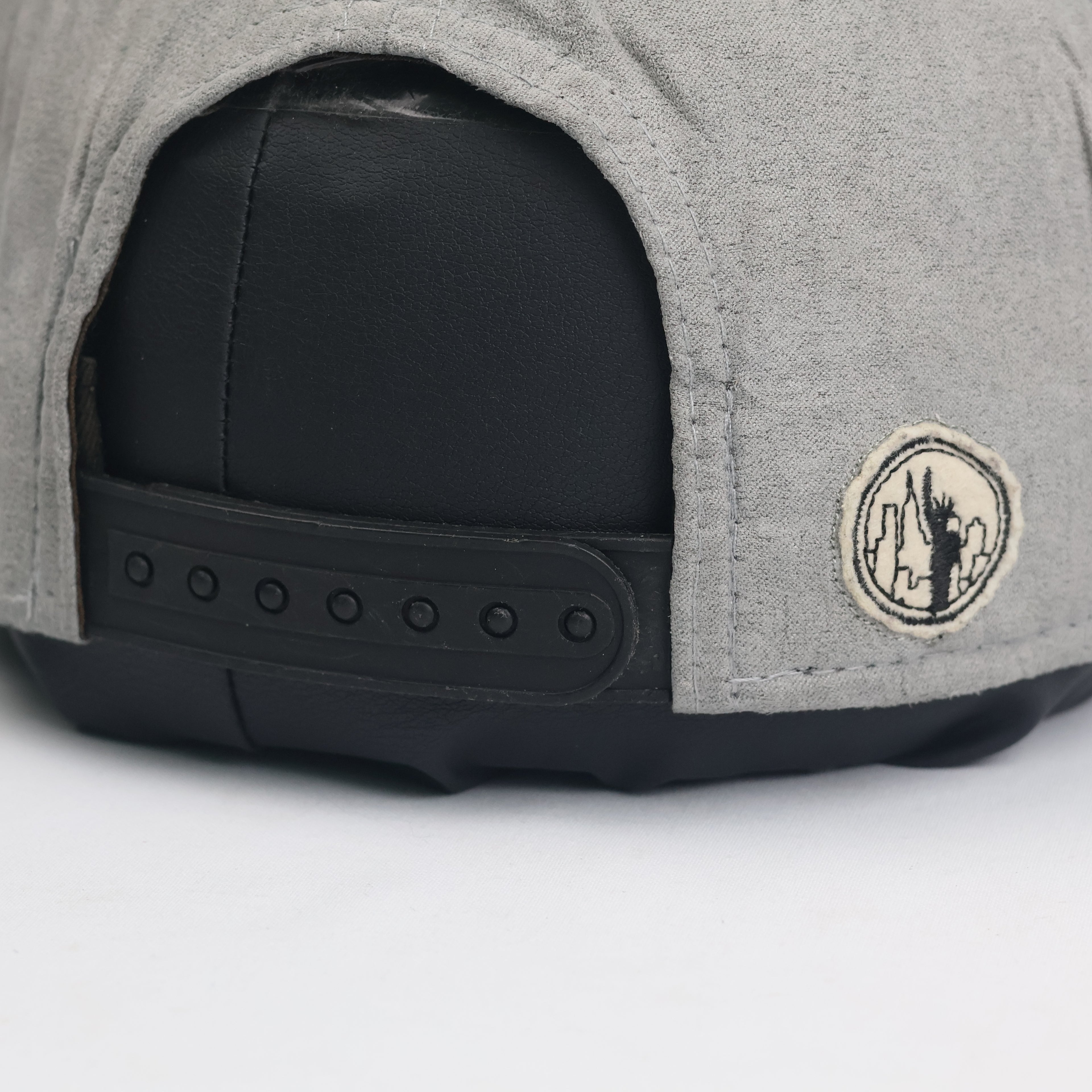 Vintage Primark Grey Faux Suede Bronx Embroidered Flat Brim Snapback Hat