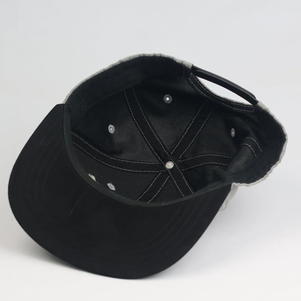 Vintage Primark Grey Faux Suede Bronx Embroidered Flat Brim Snapback Hat