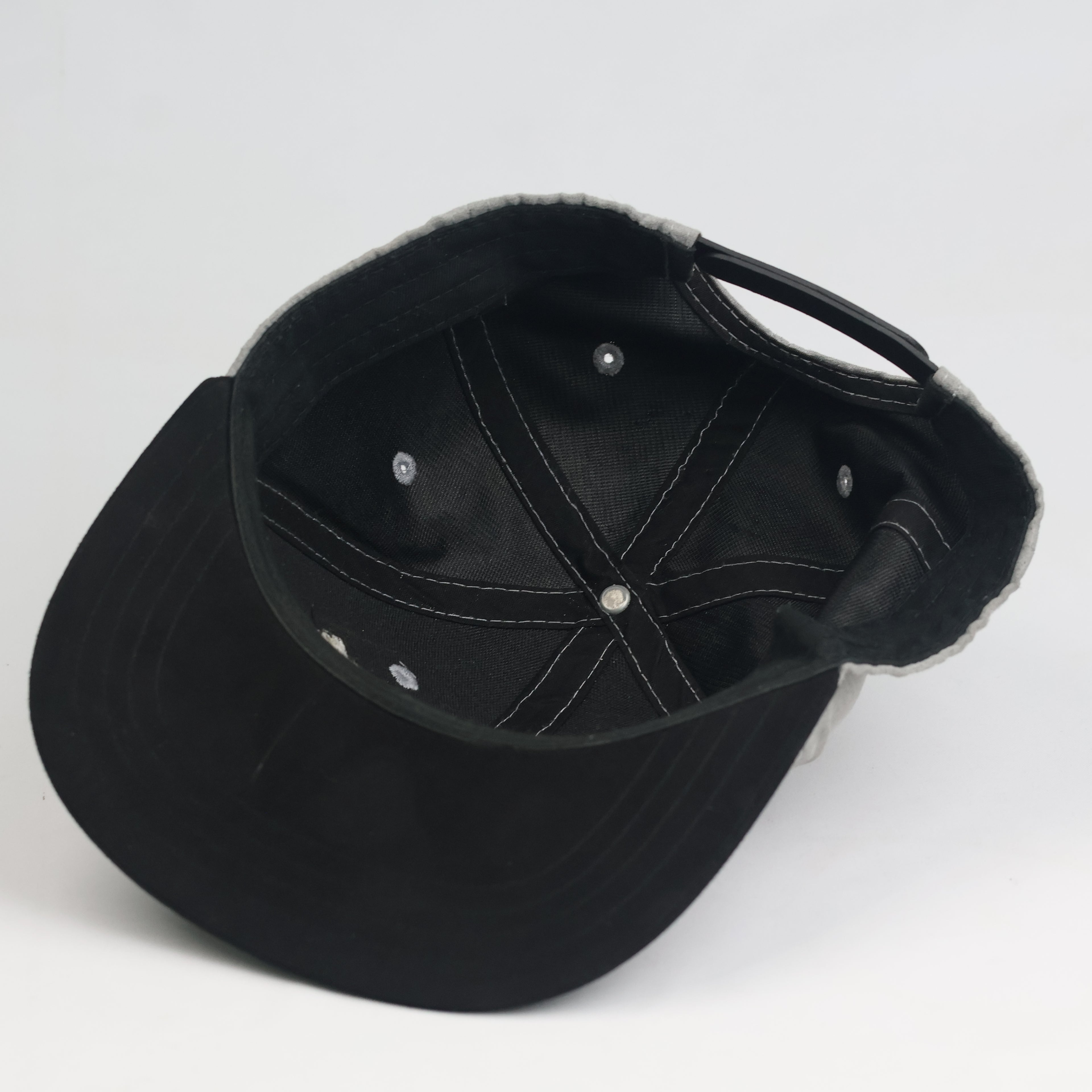 Vintage Primark Grey Faux Suede Bronx Embroidered Flat Brim Snapback Hat
