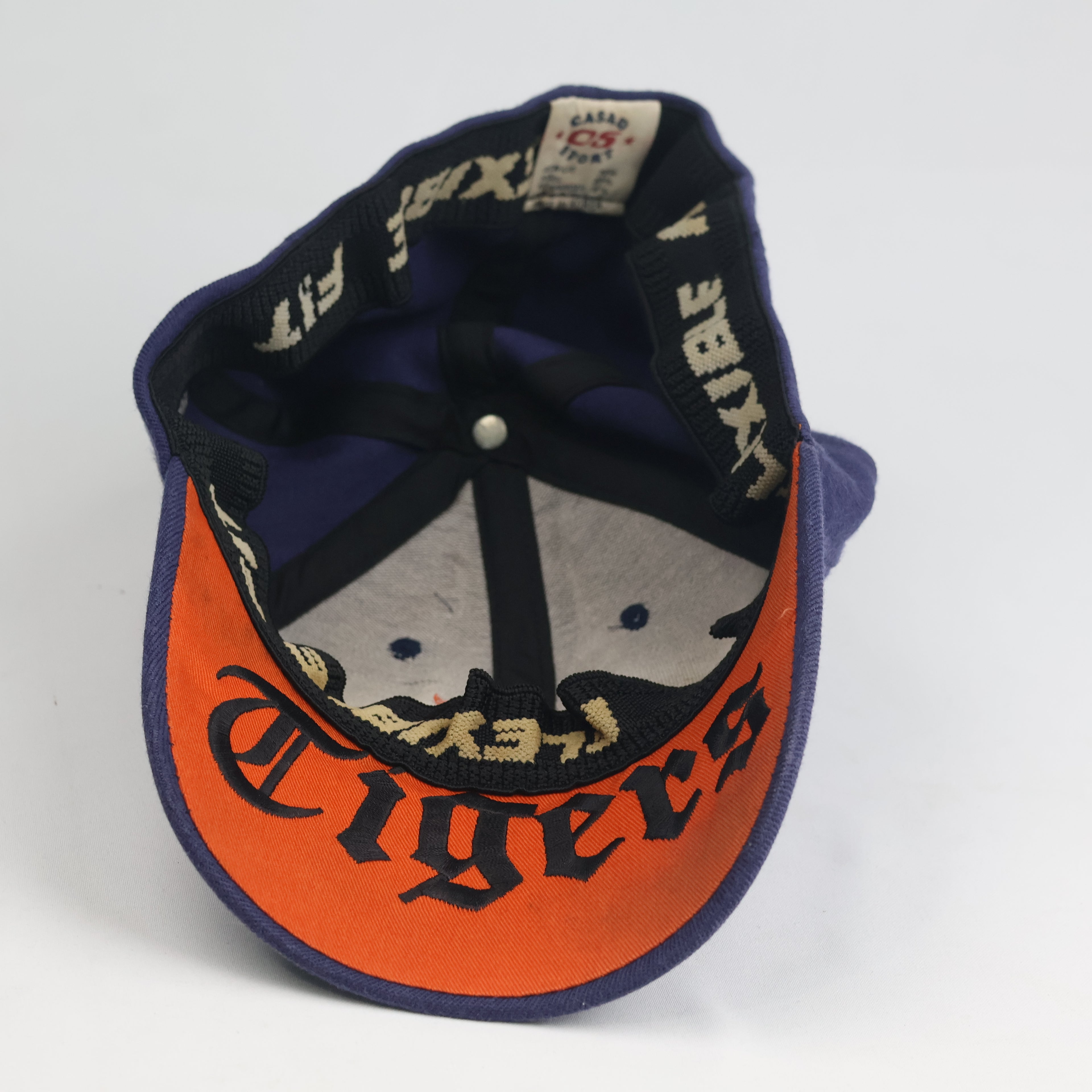 Thrifted Casad Sport Detroit Tigers Embroidered Side Patch Cap - Orange Underbrim