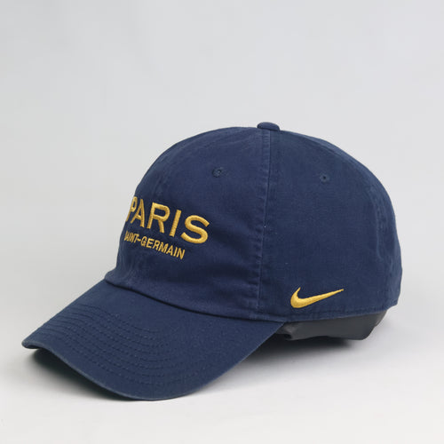 Thrifted Nike PSG Paris Saint-Germain Gold Embroidered Navy Dad Hat - 56-58cm