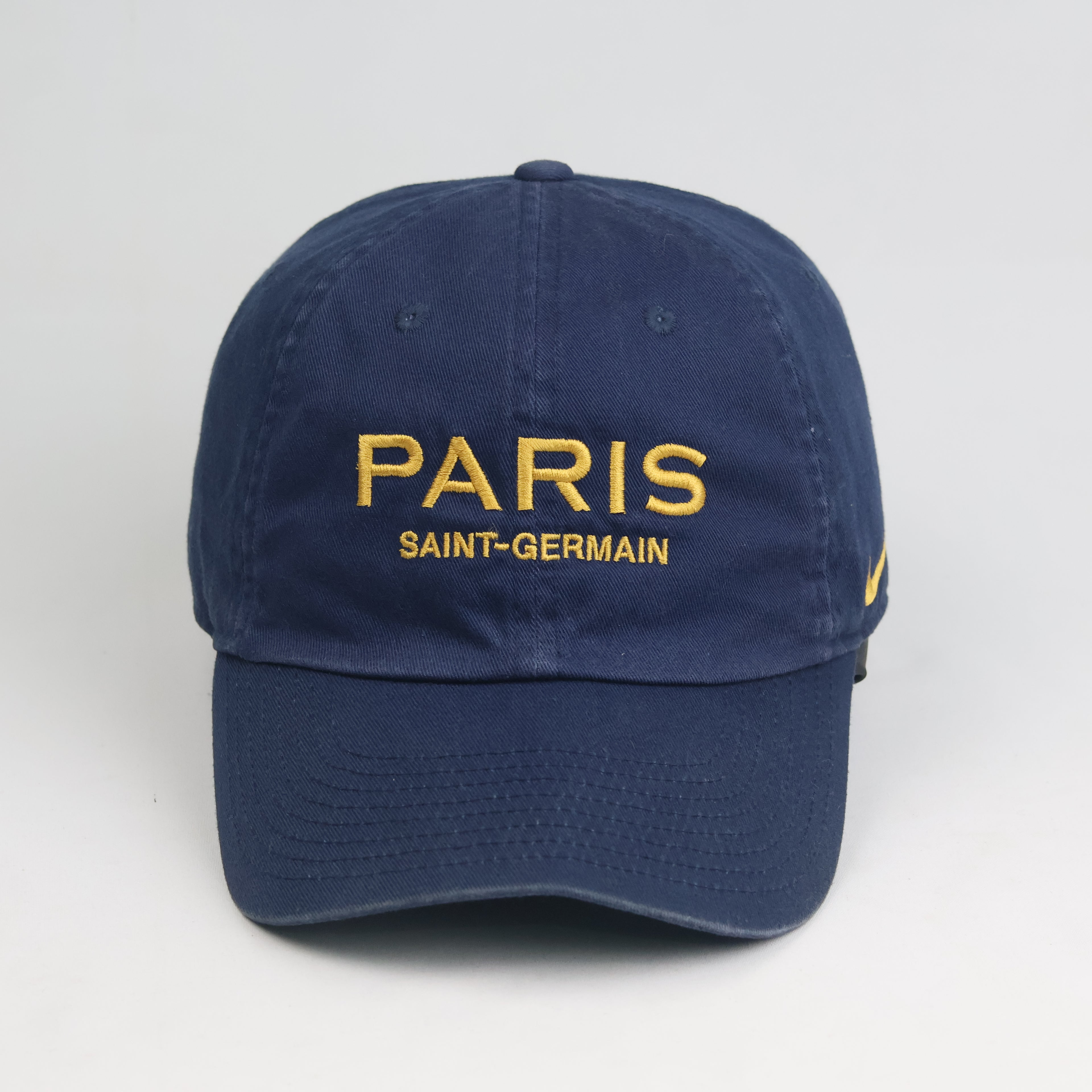 Thrifted Nike PSG Paris Saint-Germain Gold Embroidered Navy Dad Hat - 56-58cm