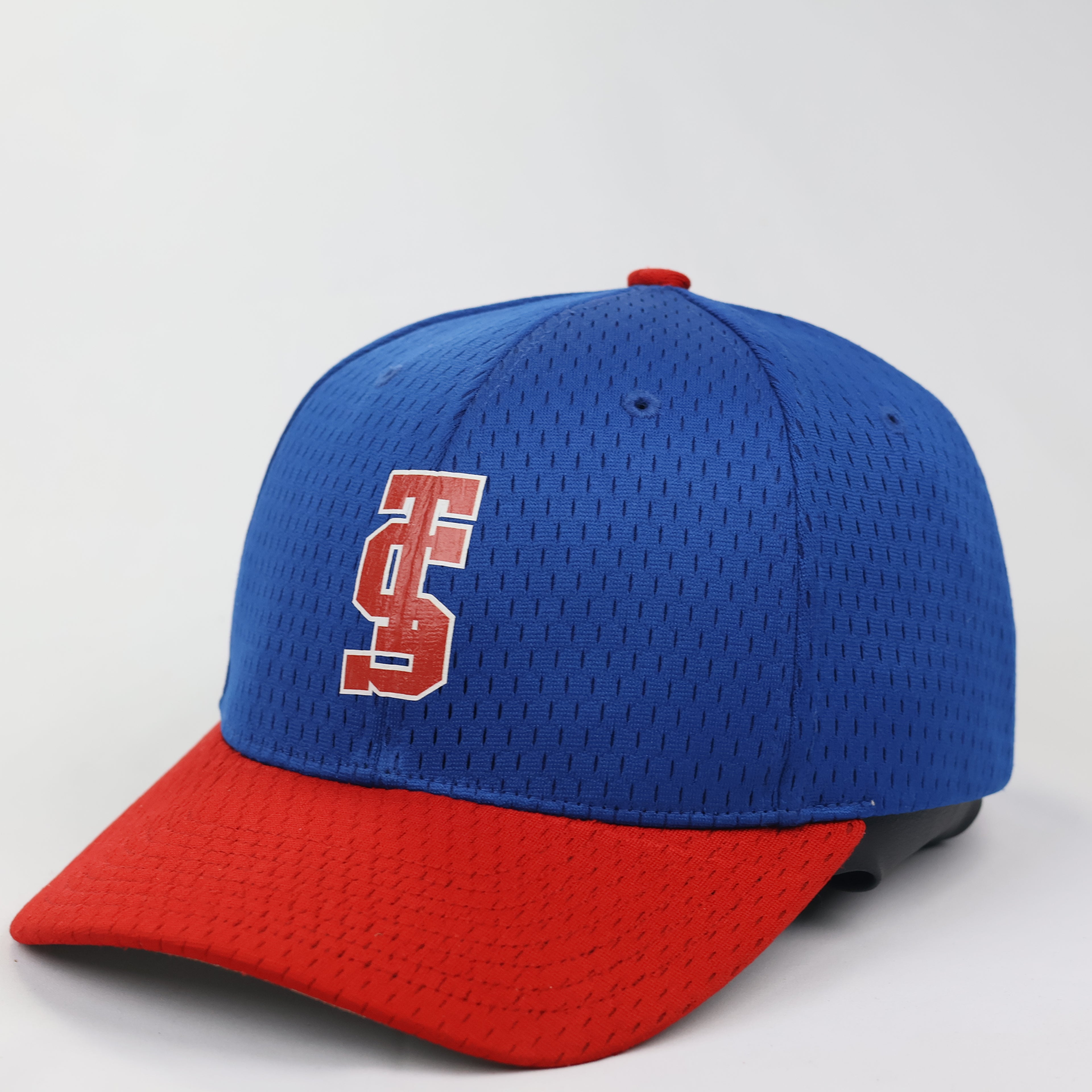 Richardson Pro Model 414 Athletic Thrifted Cap - Blue Red Performance Mesh Hat