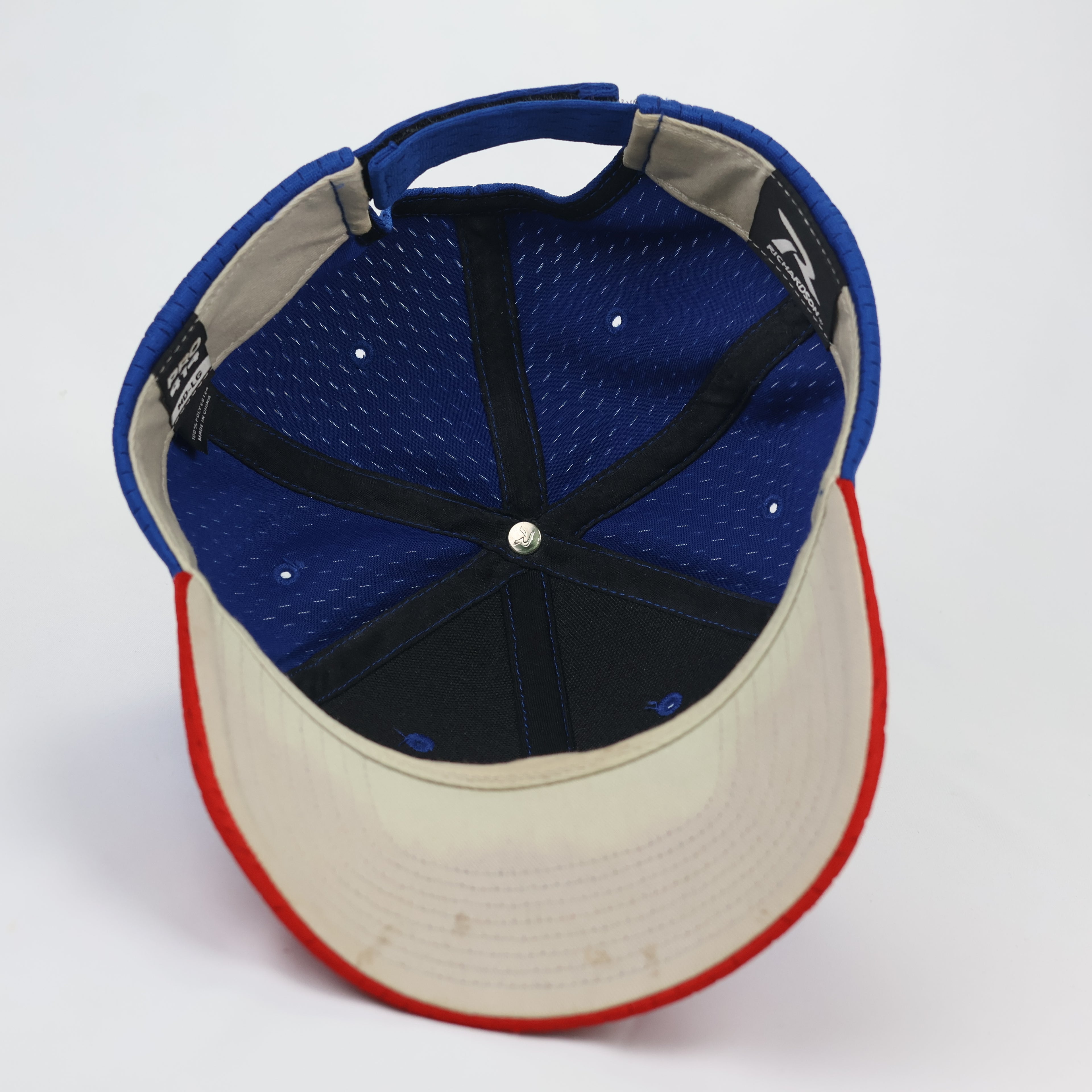 Richardson Pro Model 414 Athletic Thrifted Cap - Blue Red Performance Mesh Hat