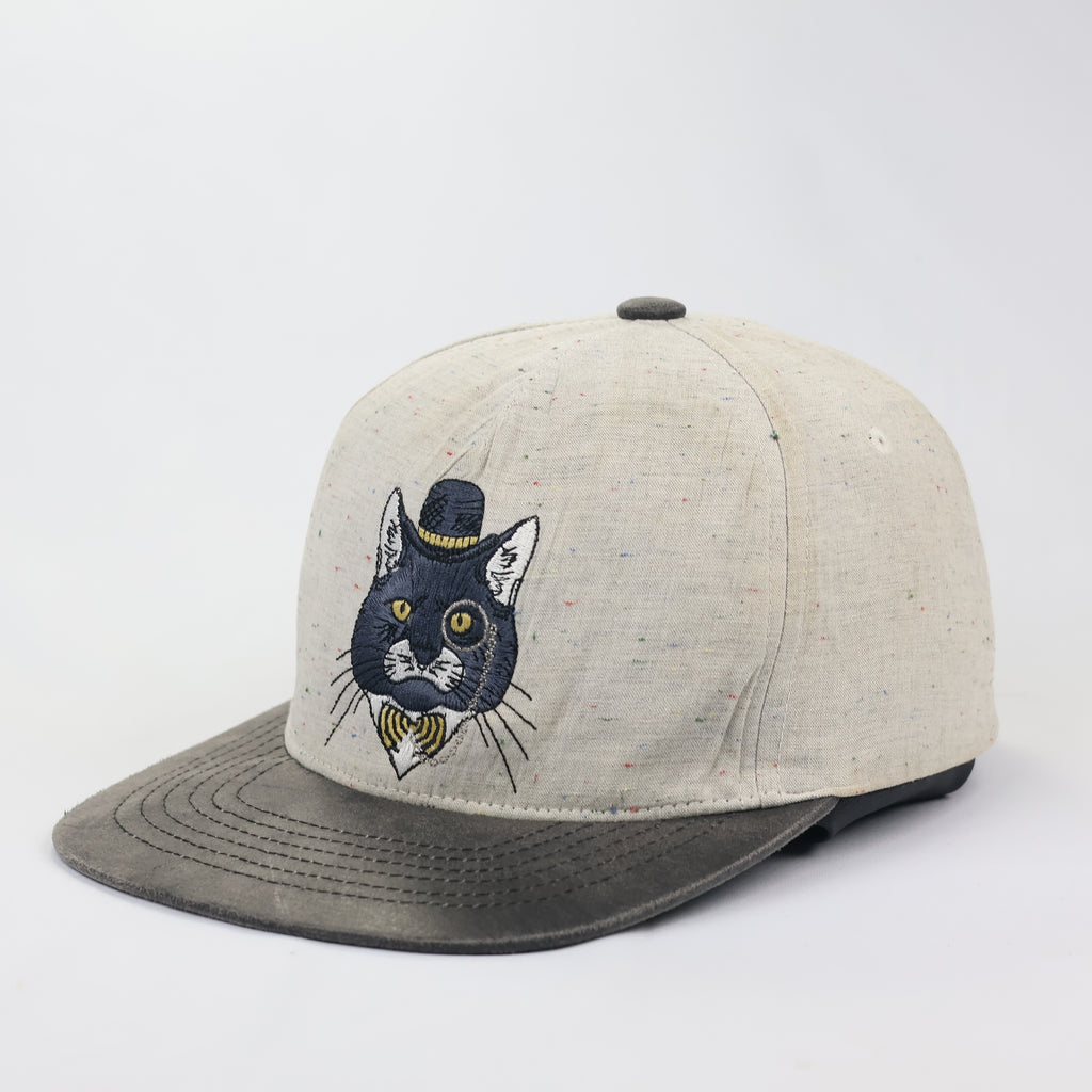 Thrifted Premier Sir Cat Monocle Hat | Speckled Fabric | Size 56-58cm