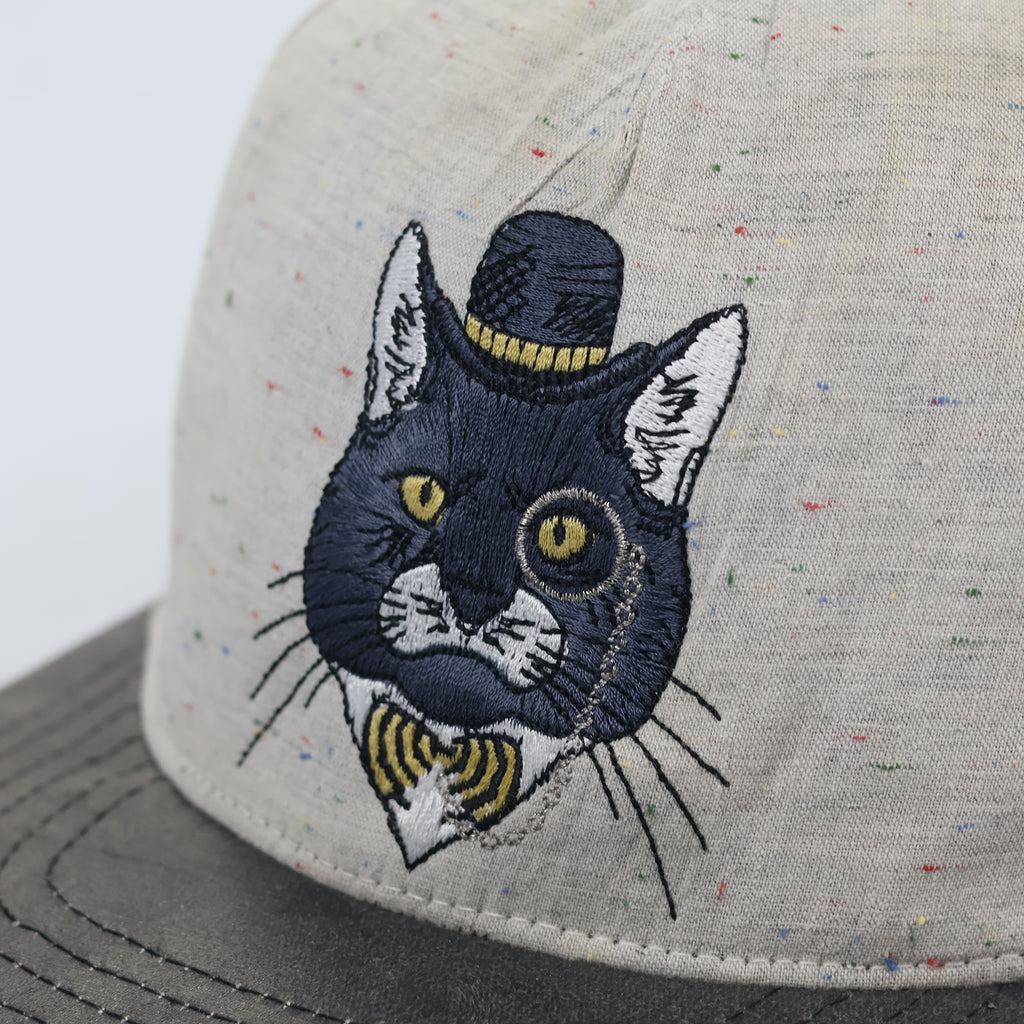 Thrifted Premier Sir Cat Monocle Hat | Speckled Fabric | Size 56-58cm