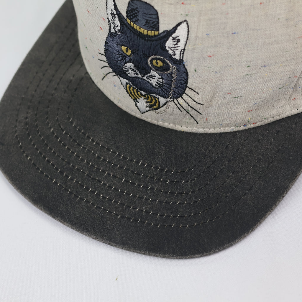 Thrifted Premier Sir Cat Monocle Hat | Speckled Fabric | Size 56-58cm