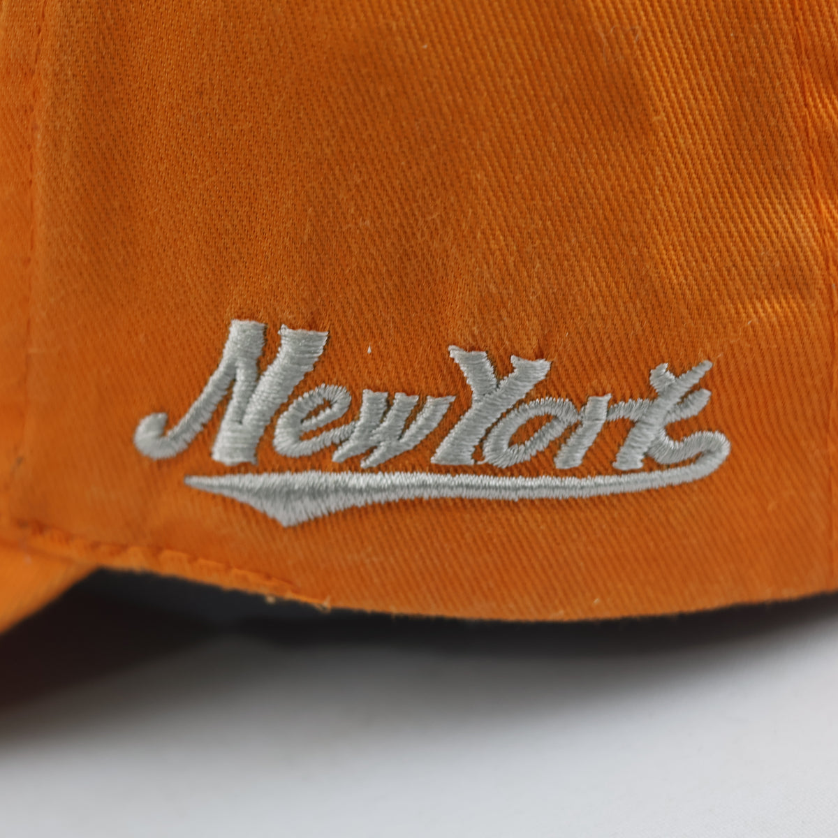 Thrifted Orange Asian Character Embroidery New York Dad Hat | 11031