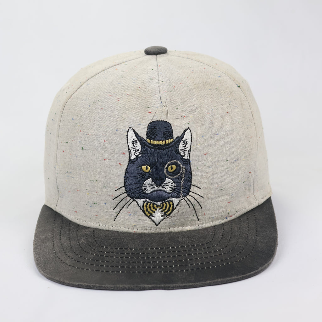 Thrifted Premier Sir Cat Monocle Hat | Speckled Fabric | Size 56-58cm