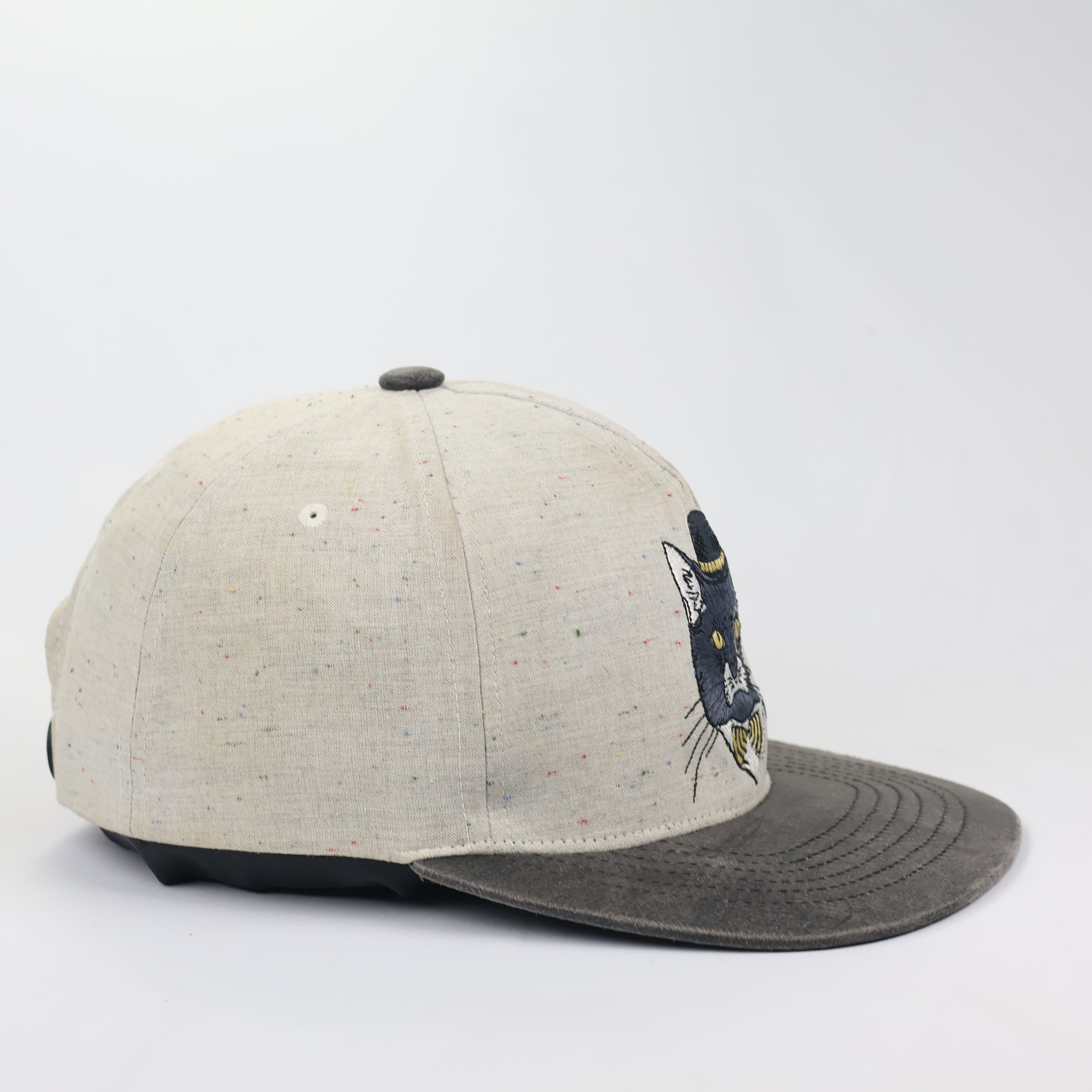 Thrifted Premier Sir Cat Monocle Hat | Speckled Fabric | Size 56-58cm